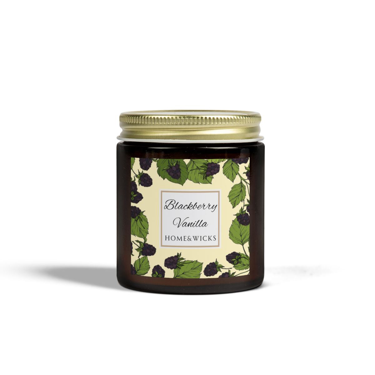 Blackberry Vanilla Coconut Apricot Wax Candle, 4 oz Amber Jar, Gold Lid- Fruity Scented Candle, Fruit Decor Gift, Cozy Aromatherapy