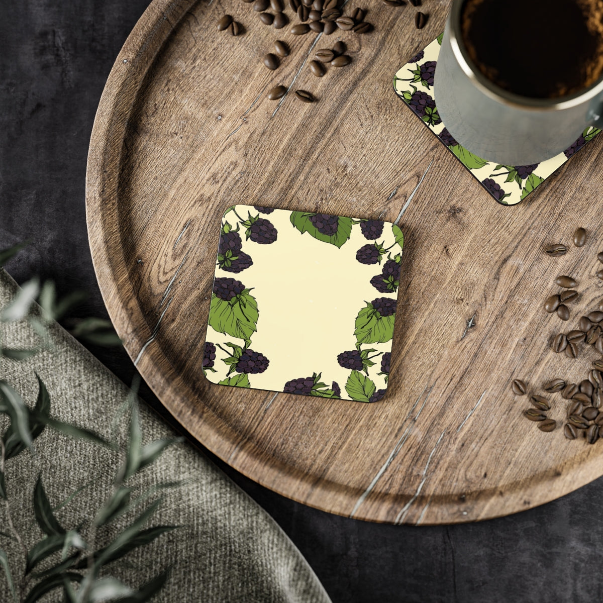 Blackberry Vanilla Coasters Hardboard Back - 4 Pack
