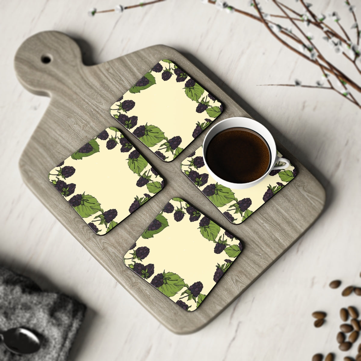 Blackberry Vanilla Coasters Hardboard Back - 4 Pack