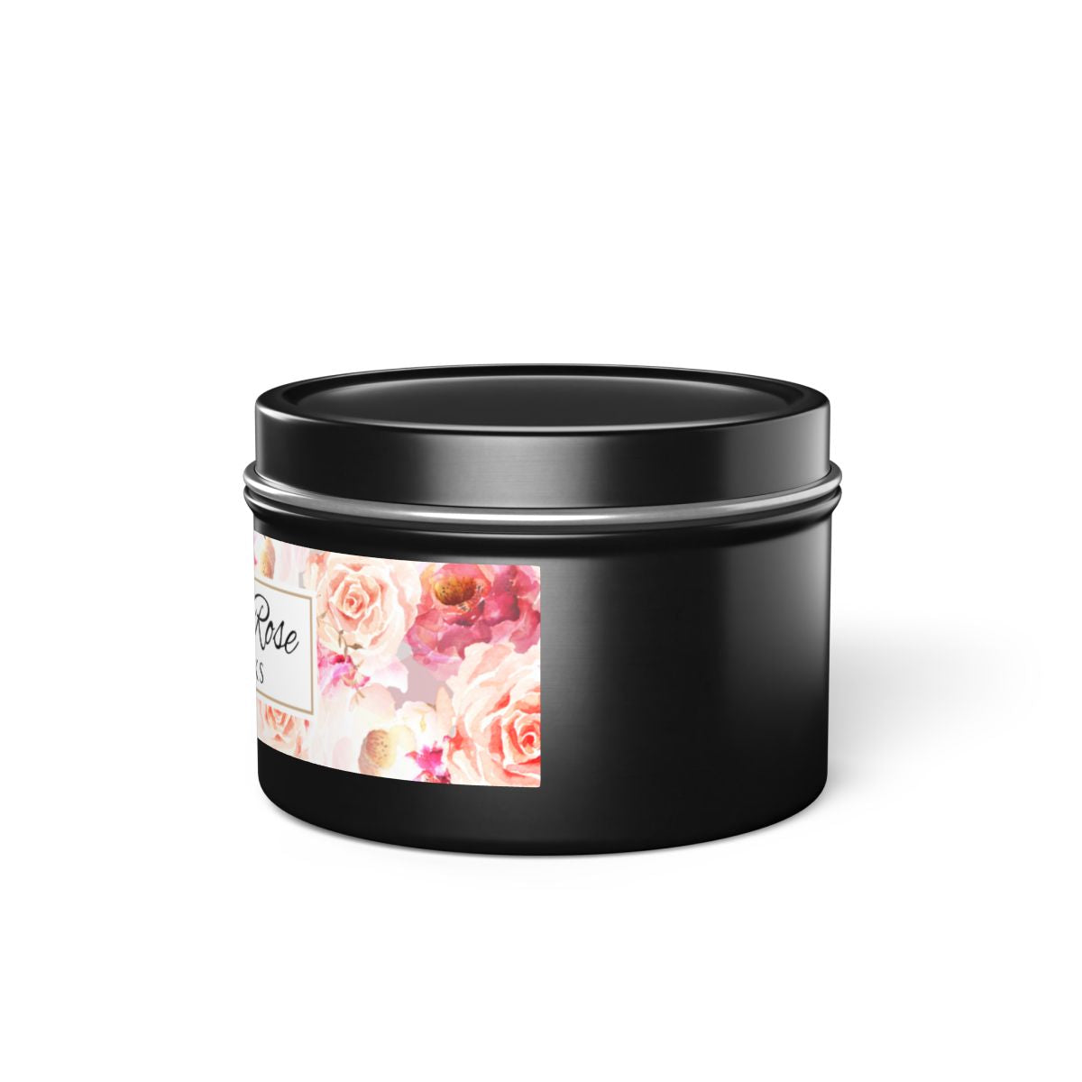 Bohemian Rose Coconut Soy Wax Candle, 4 oz. Black Tin Jar with Lid - Rose Scented Candle, Floral Candle, Valentines Day Gift