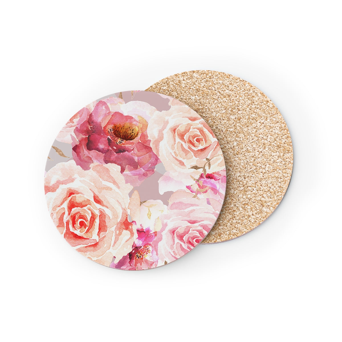 Bohemian Rose - Round Hardboard Coaster, Cork Backed - 3.75" x 3.75" - Priced per coaster