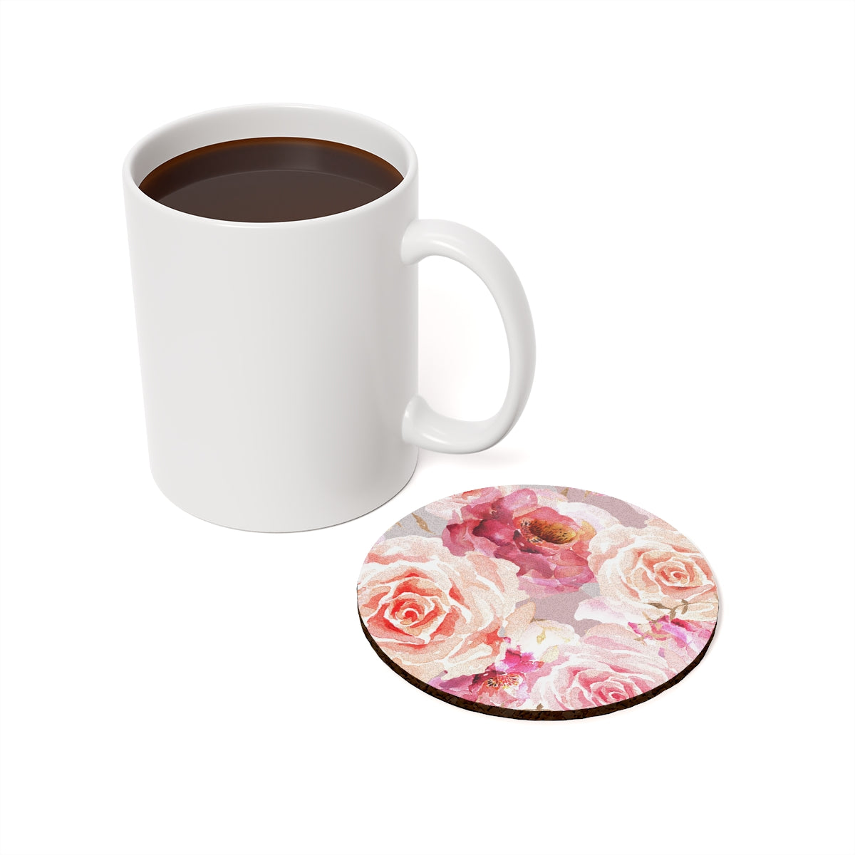 Bohemian Rose - Round Hardboard Coaster, Cork Backed - 3.75" x 3.75" - Priced per coaster