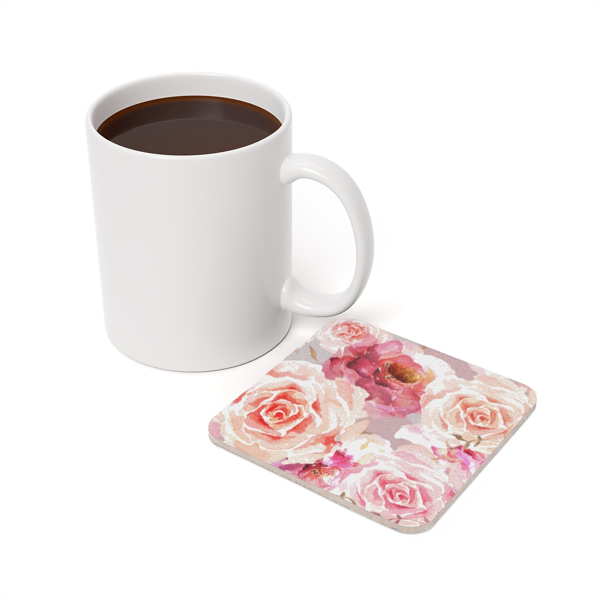 Bohemian Rose - Square Hardboard Coaster, Cork Backed - 3.75" x 3.75" - Priced per coaster
