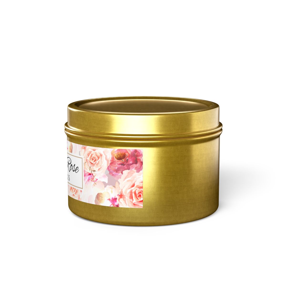 Bohemian Rose Coconut Soy Wax Candle, 4 oz. Gold Tin Jar with Lid - Rose Scented Candle, Floral Candle, Valentines Day Gift