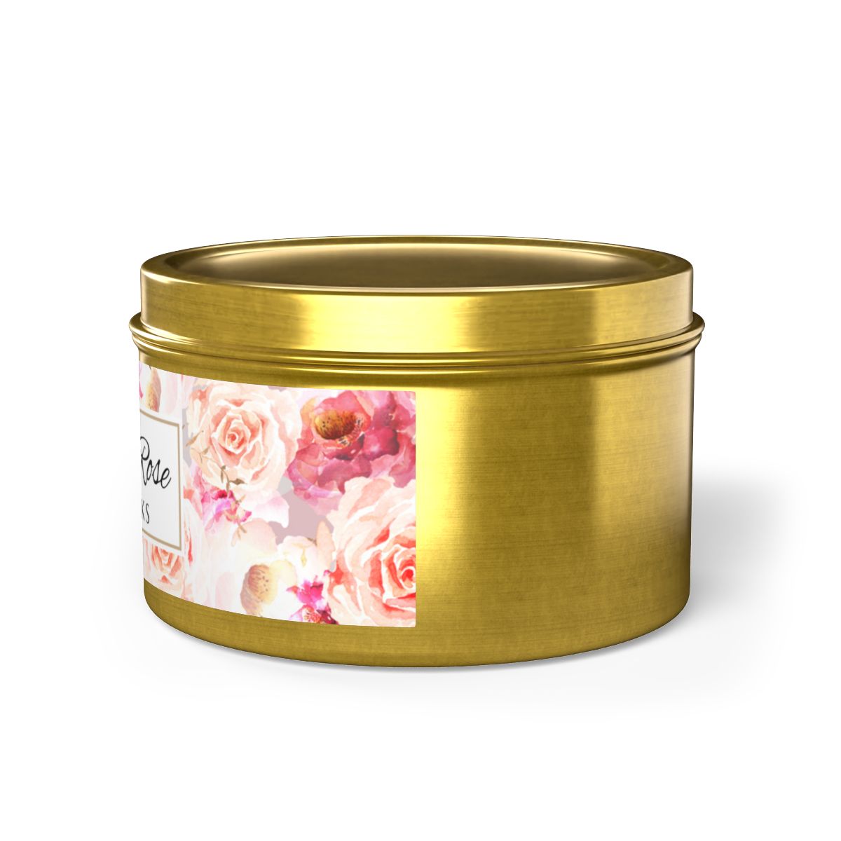 Bohemian Rose Coconut Soy Wax Candle, 8 oz. Gold Tin Jar with Lid - Rose Scented Candle, Floral Candle, Valentines Day Gift