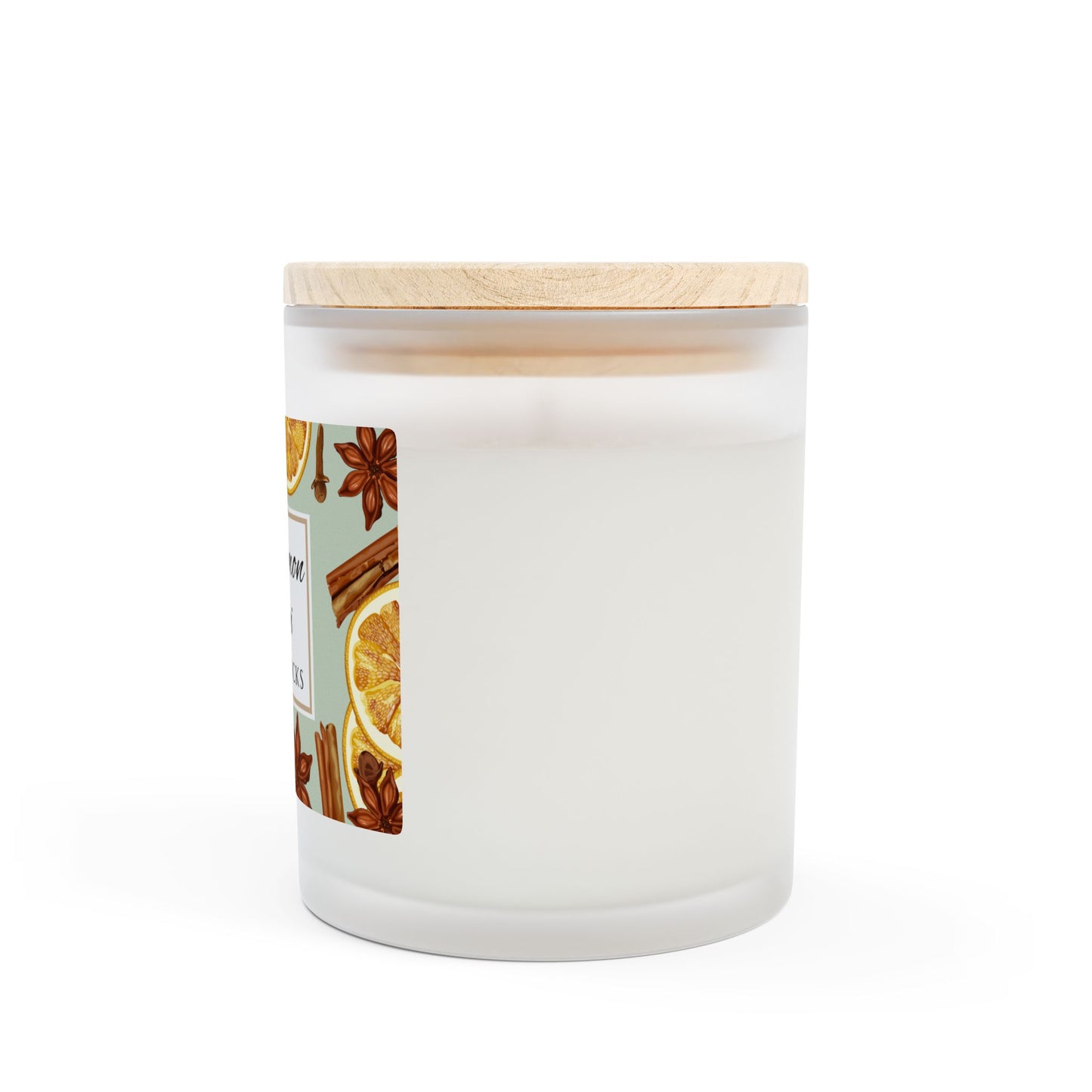Candle with a wooden lid on a white background