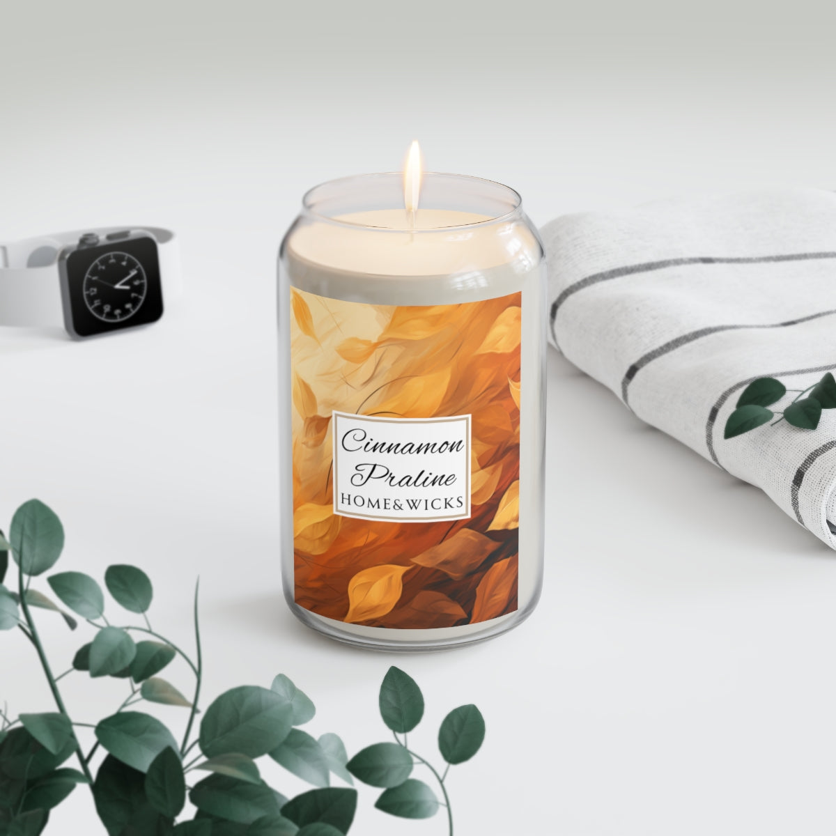 Cinnamon Praline Scented Soy Wax Candle, 13.75 oz. Clear Jar - Cozy Home Décor, Fall Scented Candle, Gourmand Candle, Thanksgiving Decor, Christmas Gifts