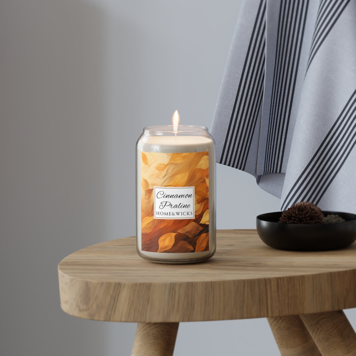 Cinnamon Praline Scented Soy Wax Candle, 13.75 oz. Clear Jar - Cozy Home Décor, Fall Scented Candle, Gourmand Candle, Thanksgiving Decor, Christmas Gifts