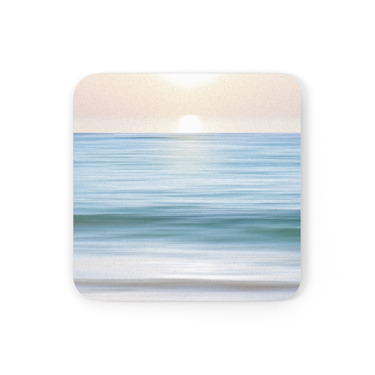 Coastal Cottage Sunset - Square Hardboard Coaster, Cork Backed -3.75"x 3.75" - Perfect for Coastal Home Decor & Gifts - Priced per coaster