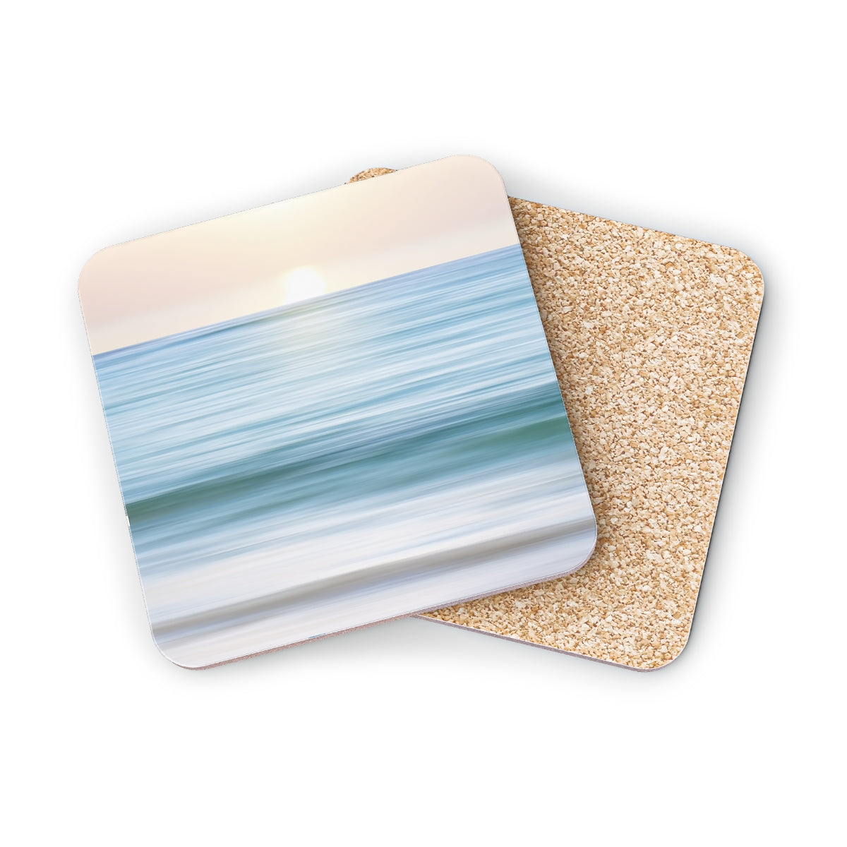 Coastal Cottage Sunset - Square Hardboard Coaster, Cork Backed -3.75"x 3.75" - Perfect for Coastal Home Decor & Gifts - Priced per coaster