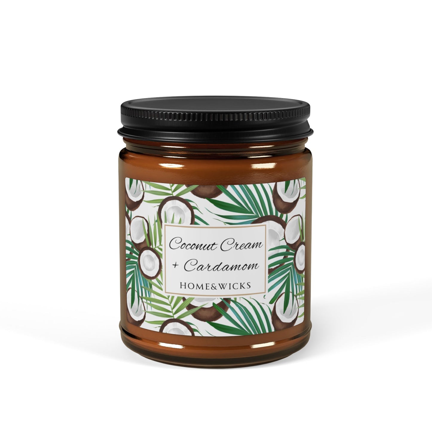 Homeswicks coconut cream and cardamom candle on a white background