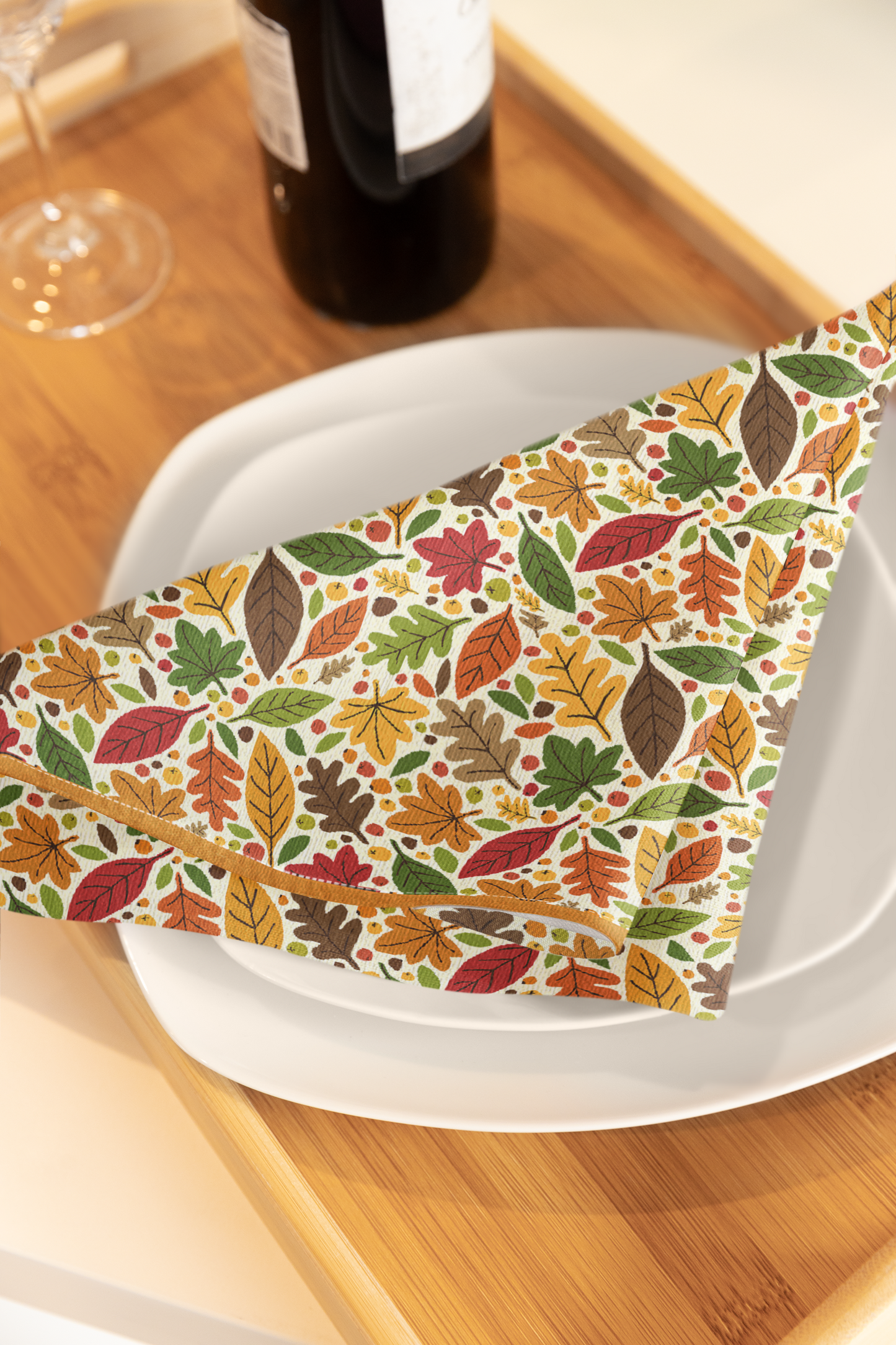 Fall Leaves 22" x 22" Cotton Twill Napkin - Fall Table Decor, Thanksgiving Dinner Napkins, Fall Cotton Napkins, Rustic Kitchen Napkins - Priced per napkin