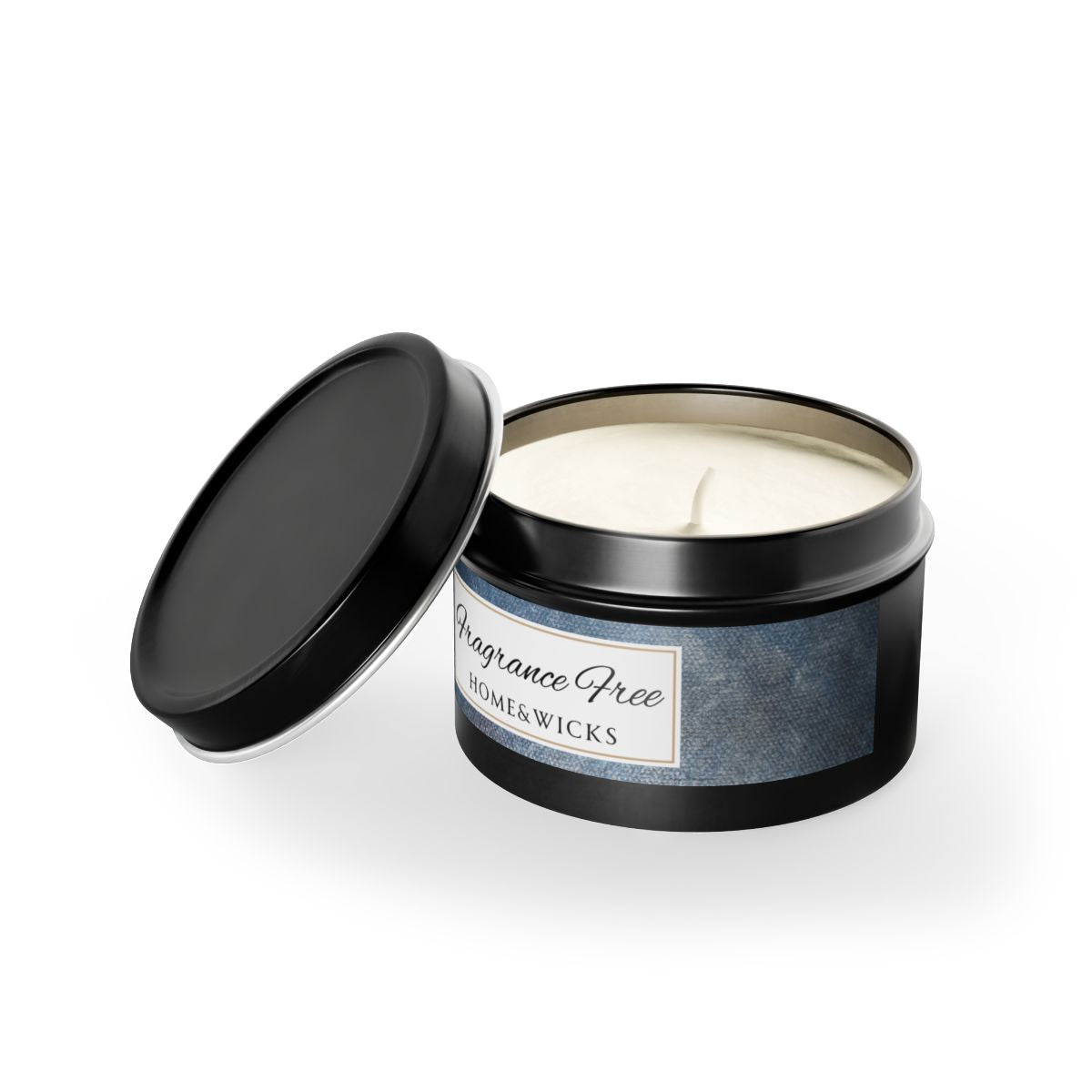 Fragrance Free Coconut Soy Wax Candle, 4 oz. Black Tin Jar with Lid - Unscented Coconut Soy Wax Candle
