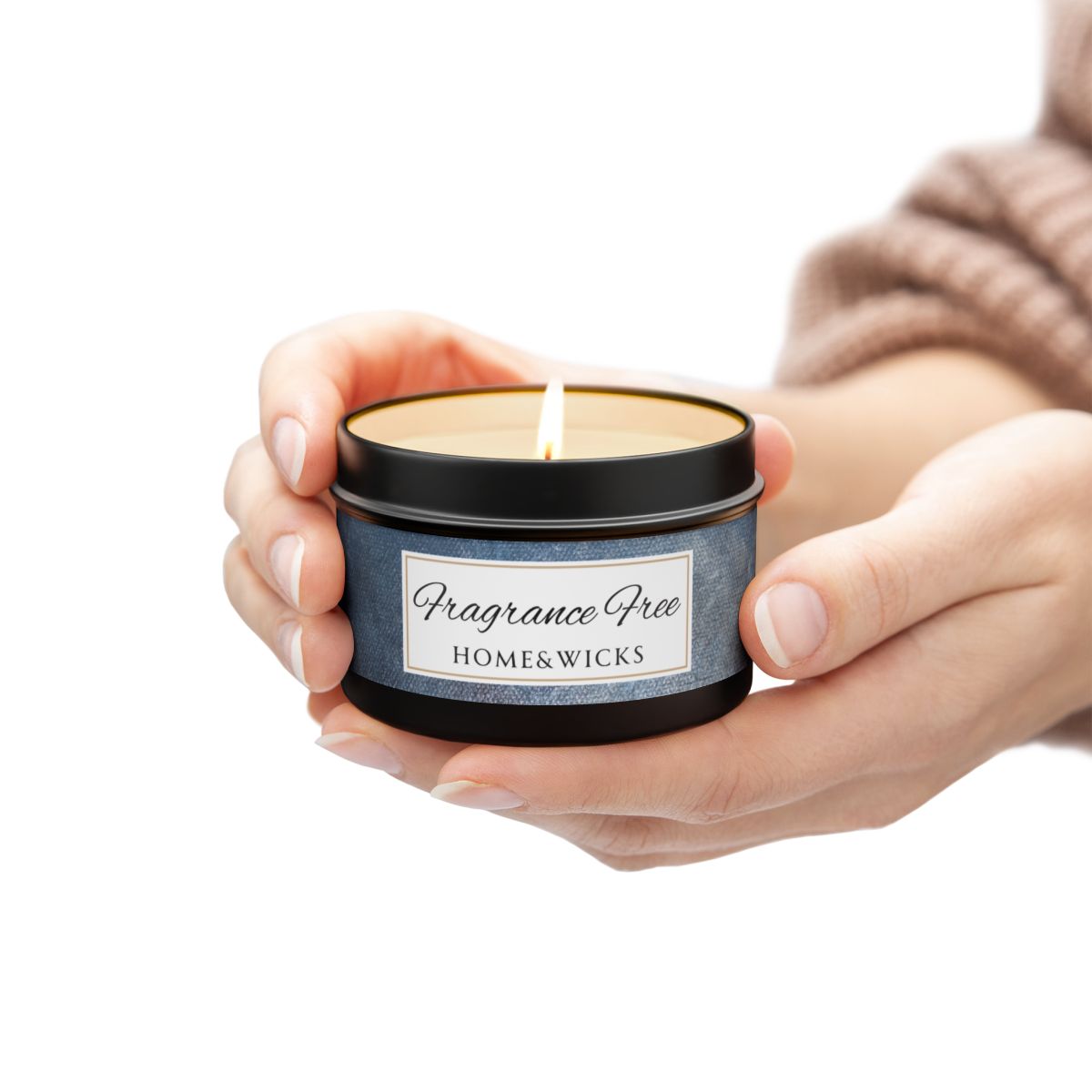 Fragrance Free Coconut Soy Wax Candle, 4 oz. Black Tin Jar with Lid - Unscented Coconut Soy Wax Candle