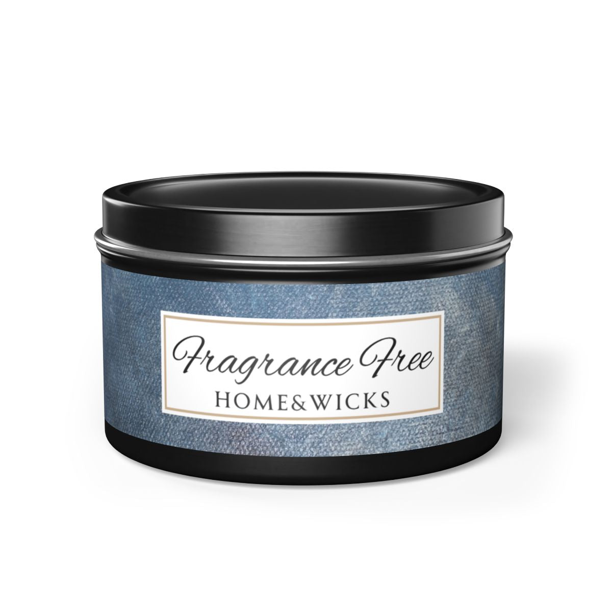 Fragrance Free Coconut Soy Wax Candle, 8 oz. Black Tin Jar with Lid - Unscented Coconut Soy Wax Candle