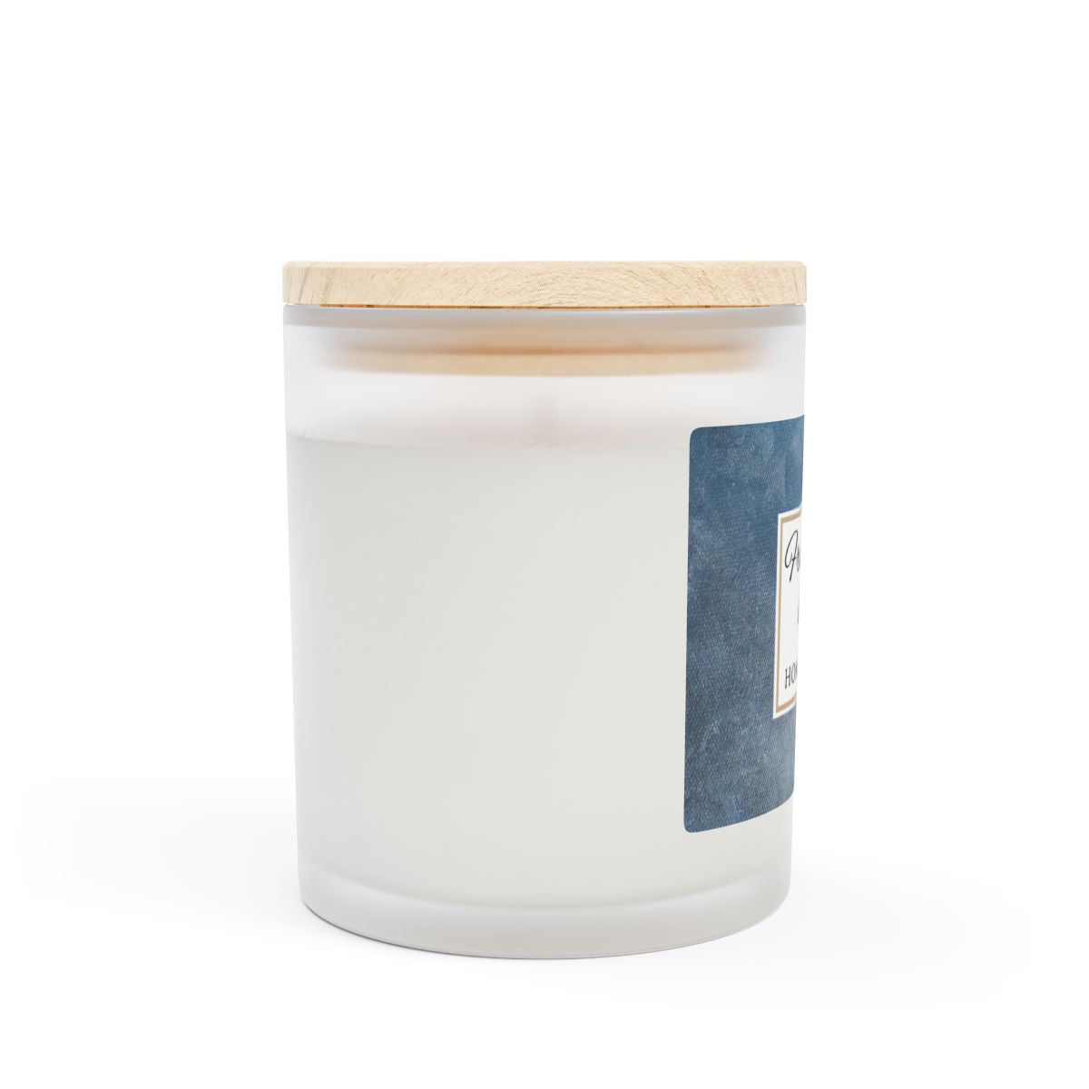 White candle with a wooden lid on a white background
