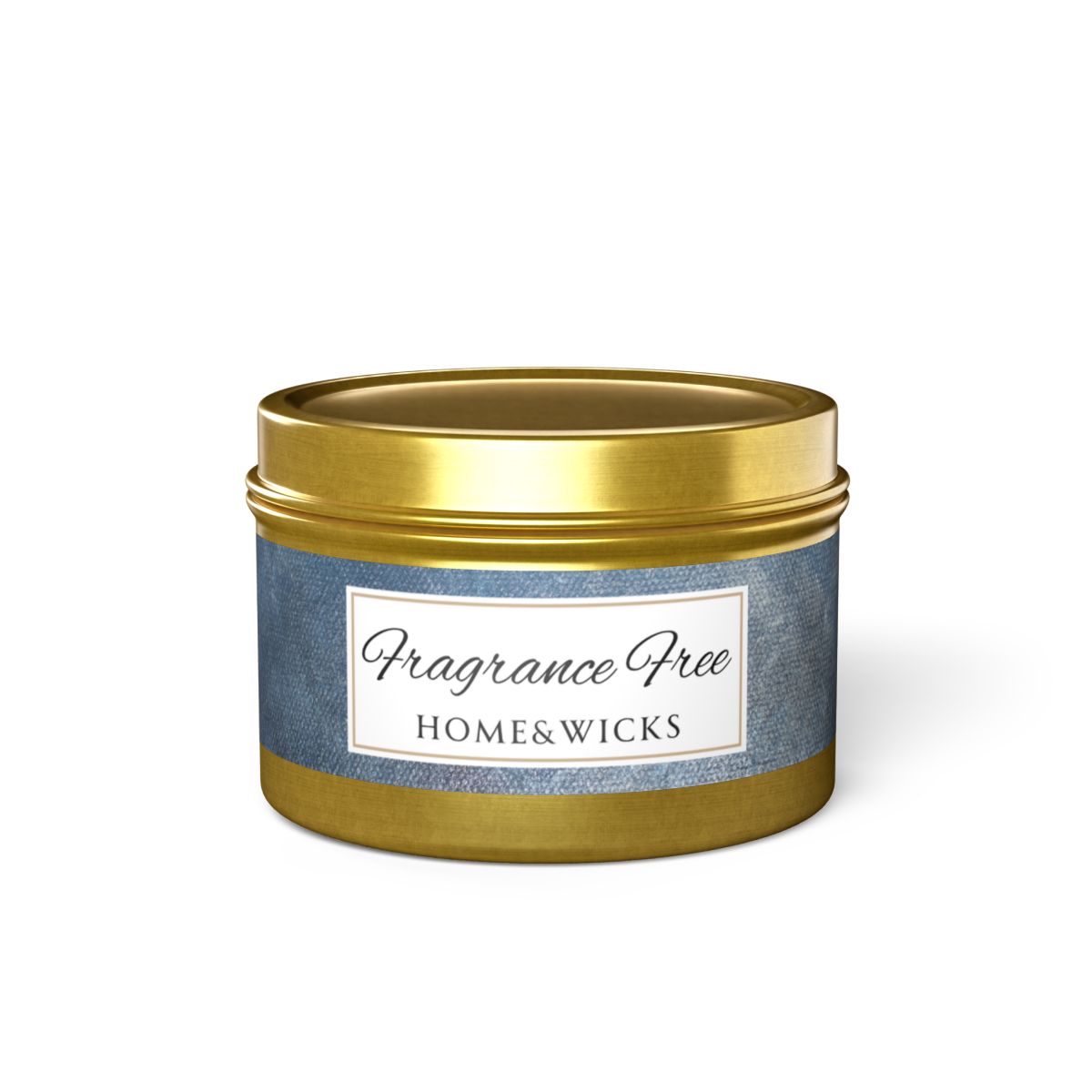 Fragrance Free Coconut Soy Wax Candle, 4 oz. Gold Tin Jar with Lid - Unscented Coconut Soy Wax Candle