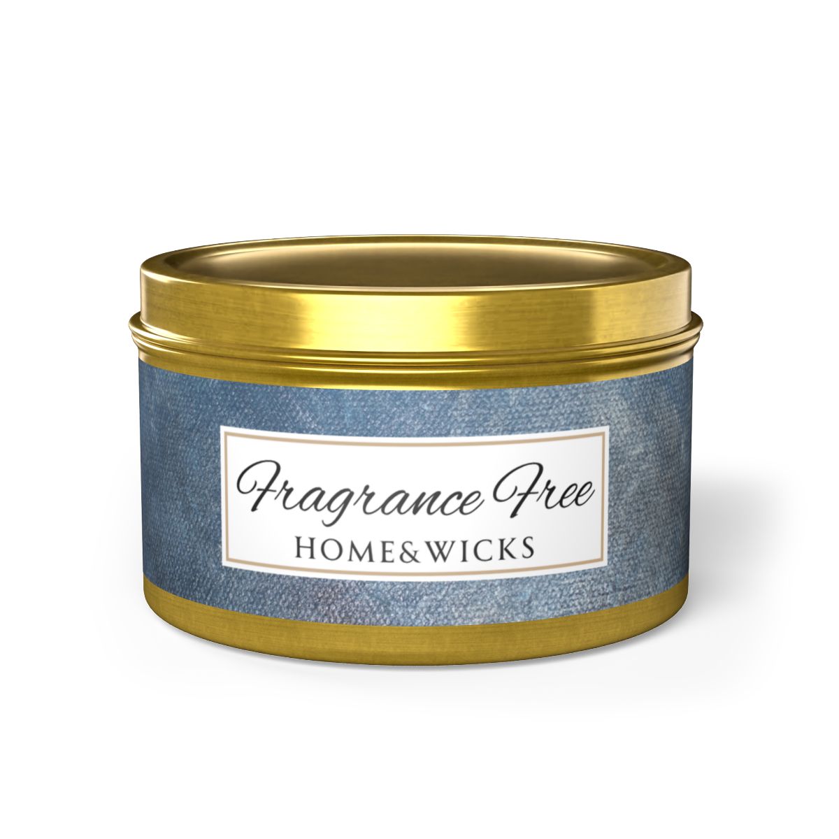 Fragrance Free Coconut Soy Wax Candle, 8 oz. Gold Tin Jar with Lid - Unscented Coconut Soy Wax Candle