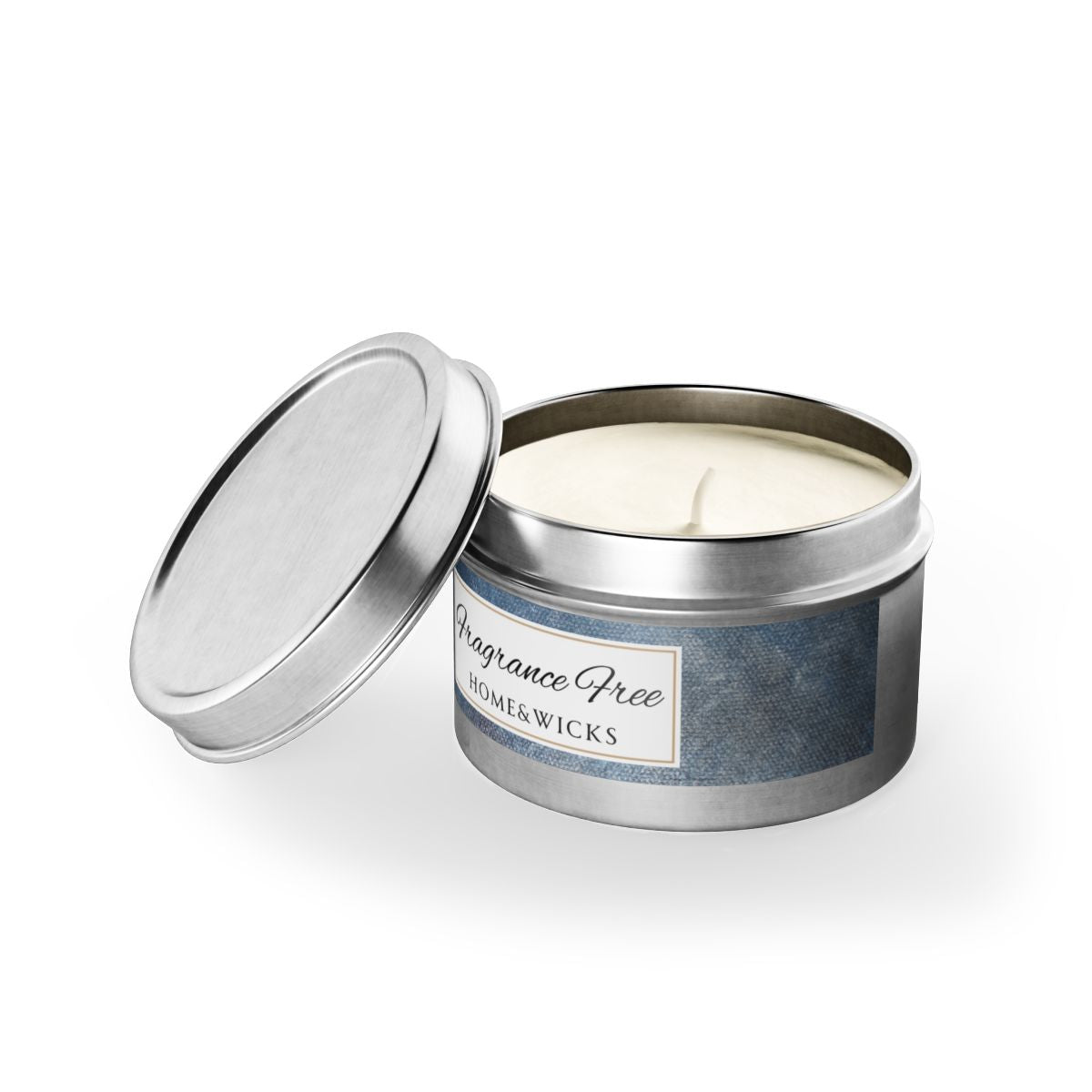 Fragrance Free Coconut Soy Wax Candle, 4 oz. Silver Tin Jar with Lid - Unscented Coconut Soy Wax Candle