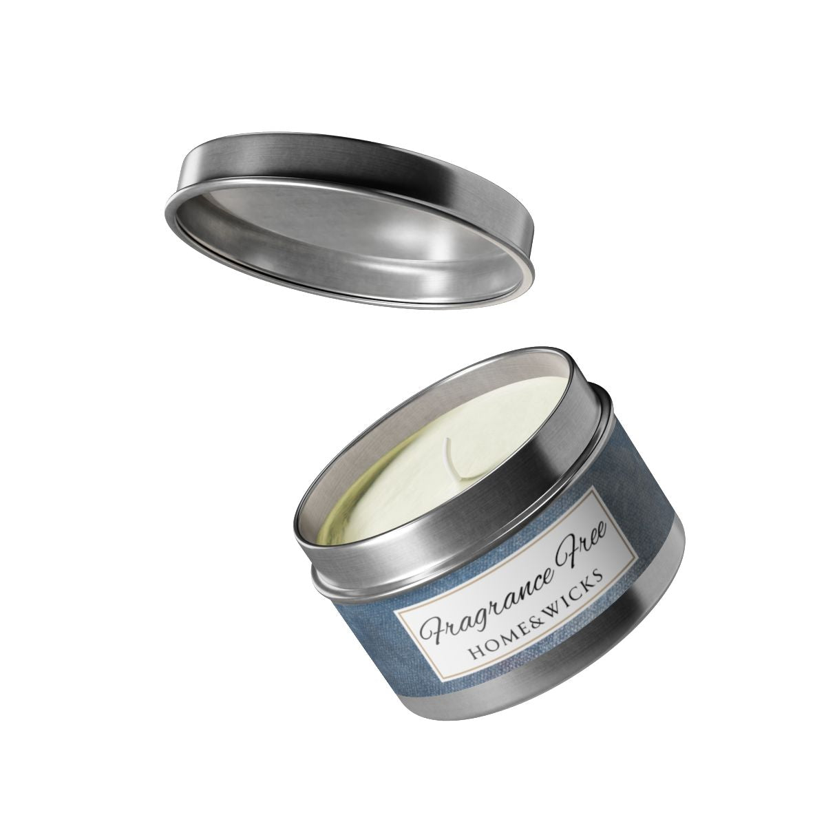 Fragrance Free Coconut Soy Wax Candle, 4 oz. Silver Tin Jar with Lid - Unscented Coconut Soy Wax Candle