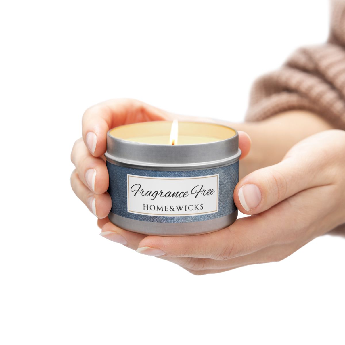Fragrance Free Coconut Soy Wax Candle, 4 oz. Silver Tin Jar with Lid - Unscented Coconut Soy Wax Candle