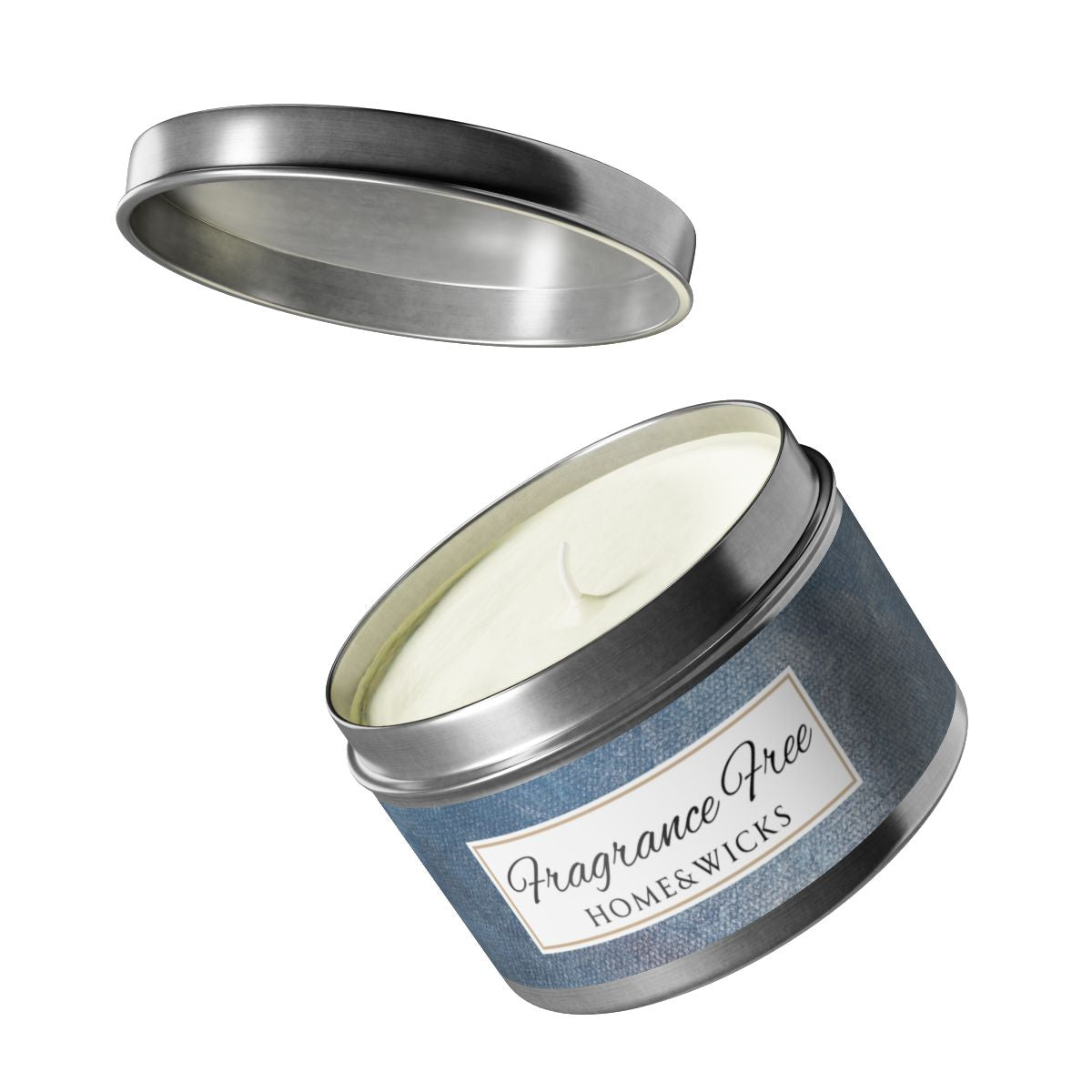 Fragrance Free Coconut Soy Wax Candle, 8 oz. Silver Tin Jar with Lid - Unscented Coconut Soy Wax Candle