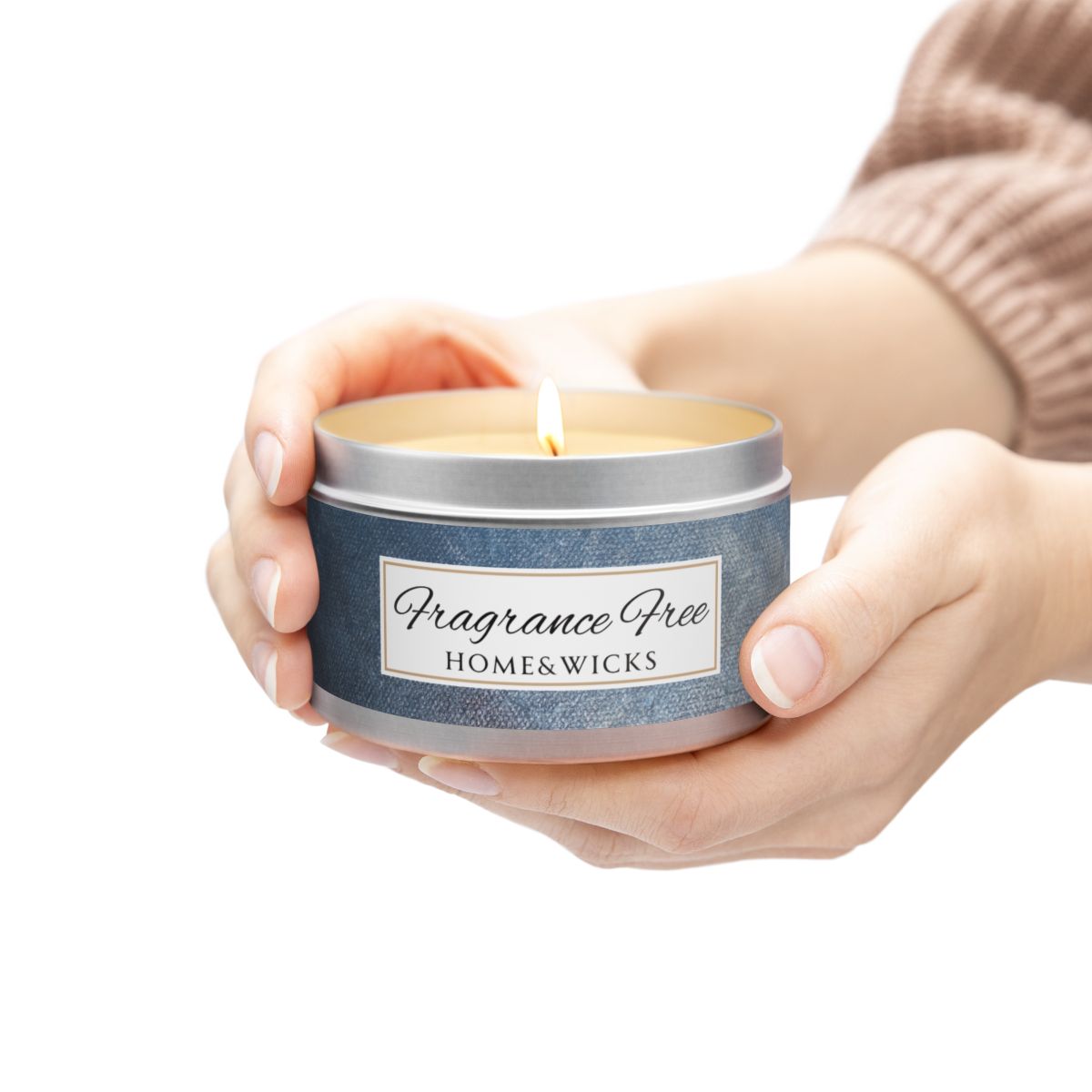Fragrance Free Coconut Soy Wax Candle, 8 oz. Silver Tin Jar with Lid - Unscented Coconut Soy Wax Candle