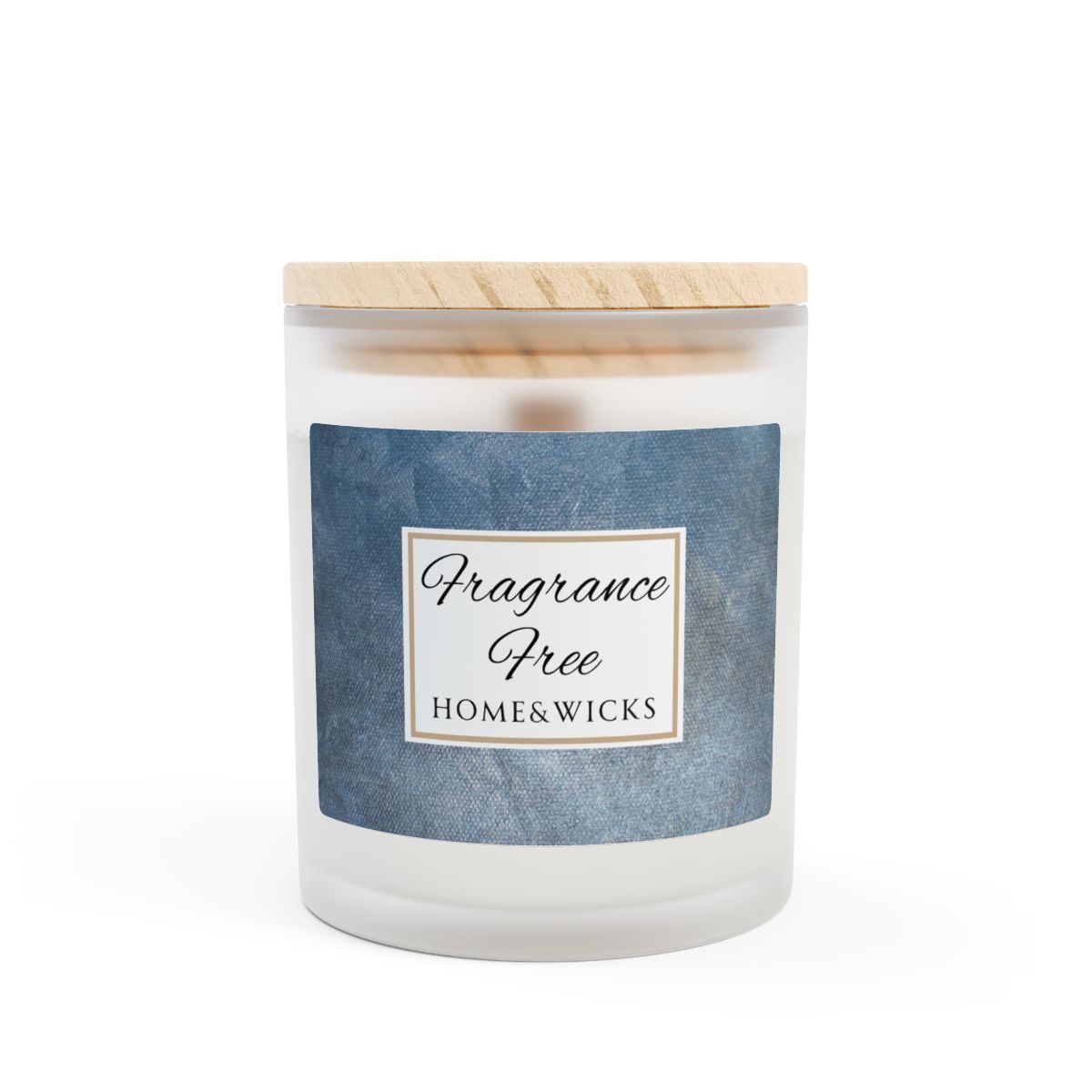 Fragrance-free candle with a wooden lid on a white background