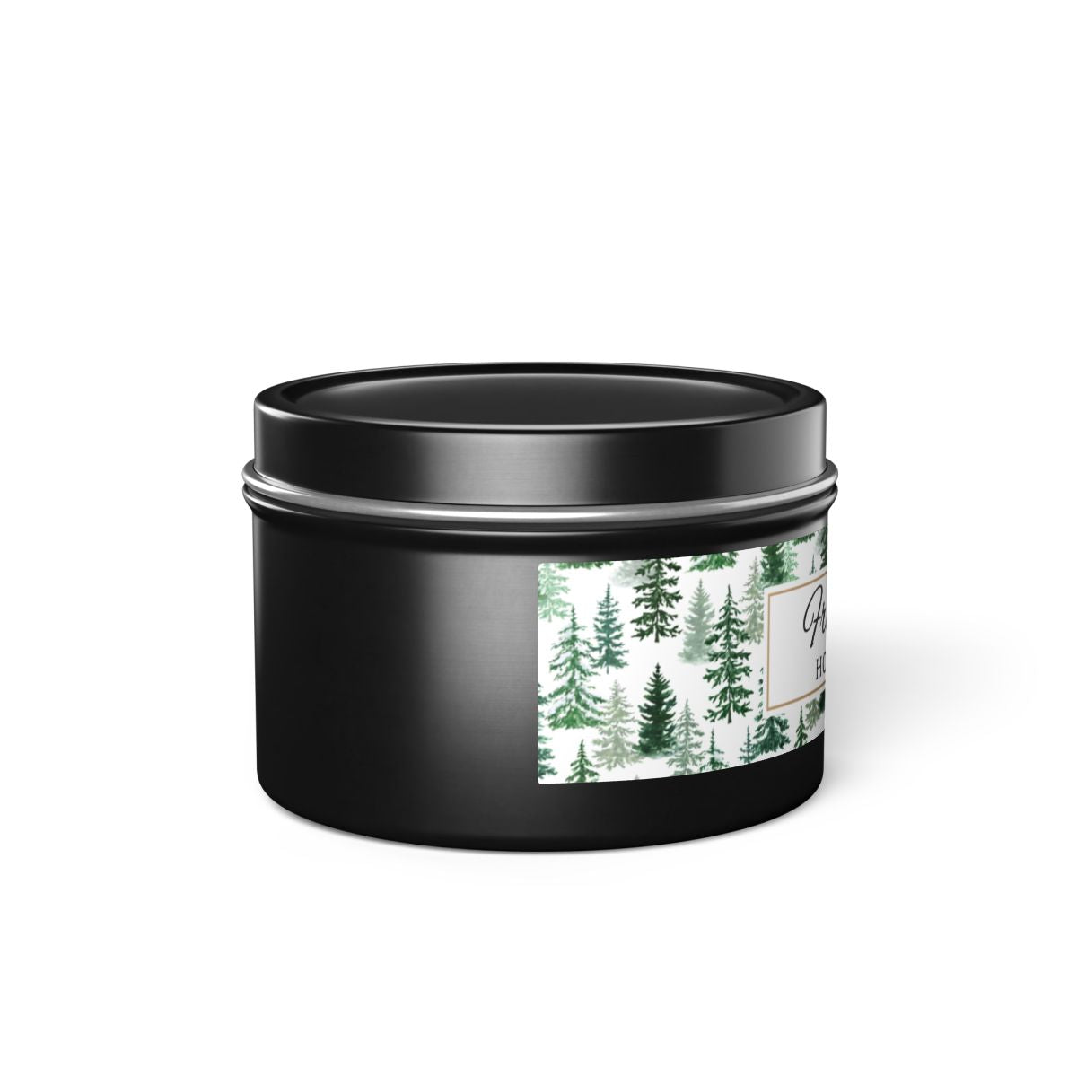 Fraser Fir Coconut Soy Wax Candle, 4 oz. Black Tin Jar with Lid - Christmas Candle, Holiday Decor, Winter Candle