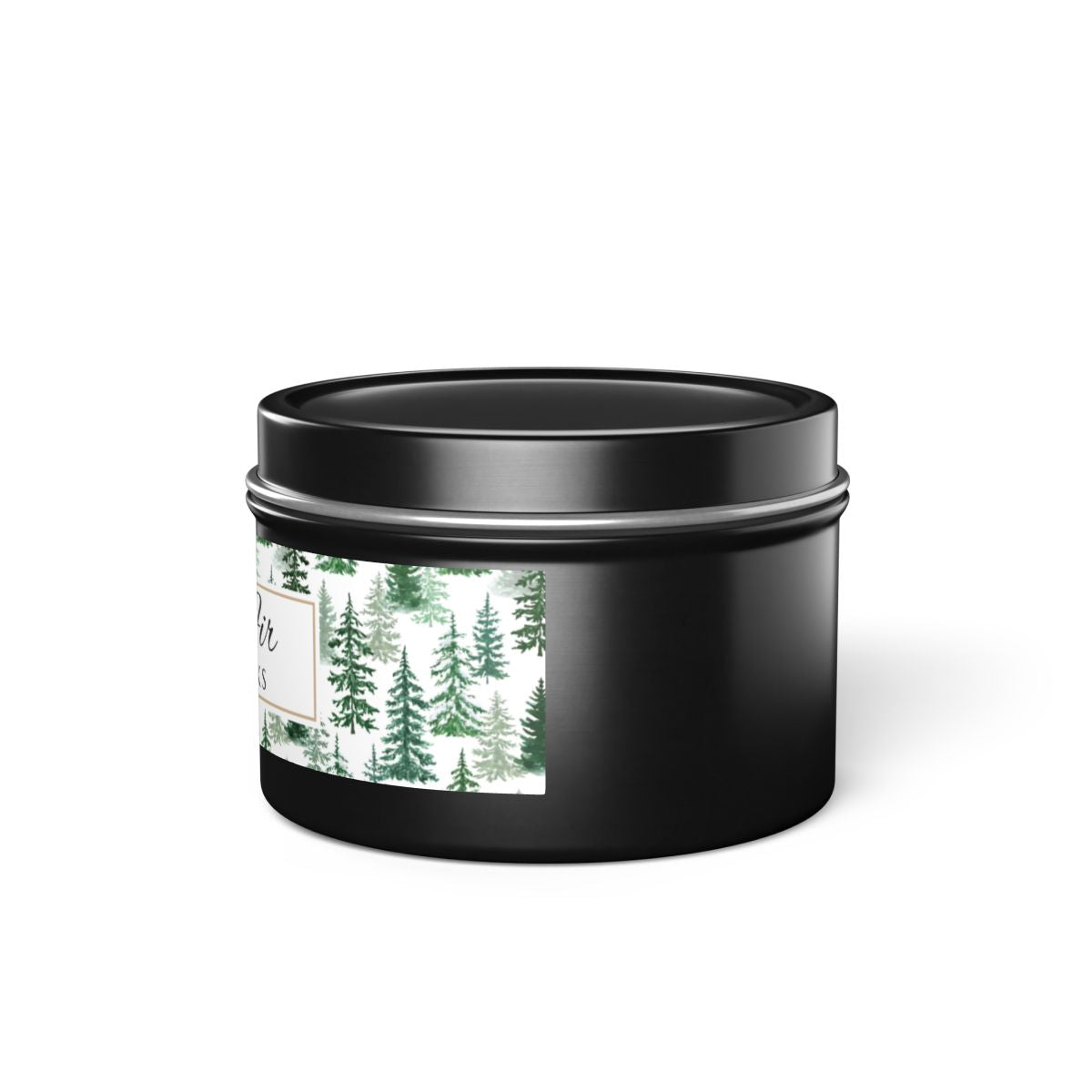Fraser Fir Coconut Soy Wax Candle, 4 oz. Black Tin Jar with Lid - Christmas Candle, Holiday Decor, Winter Candle