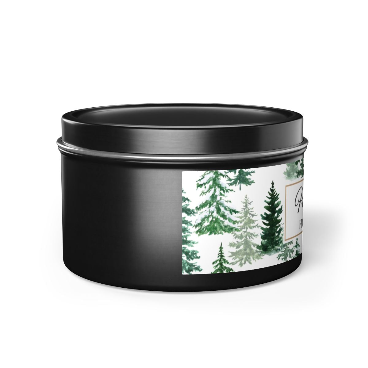 Fraser Fir Coconut Soy Wax Candle, 8 oz. Black Tin Jar with Lid - Christmas Candle, Holiday Decor, Winter Candle