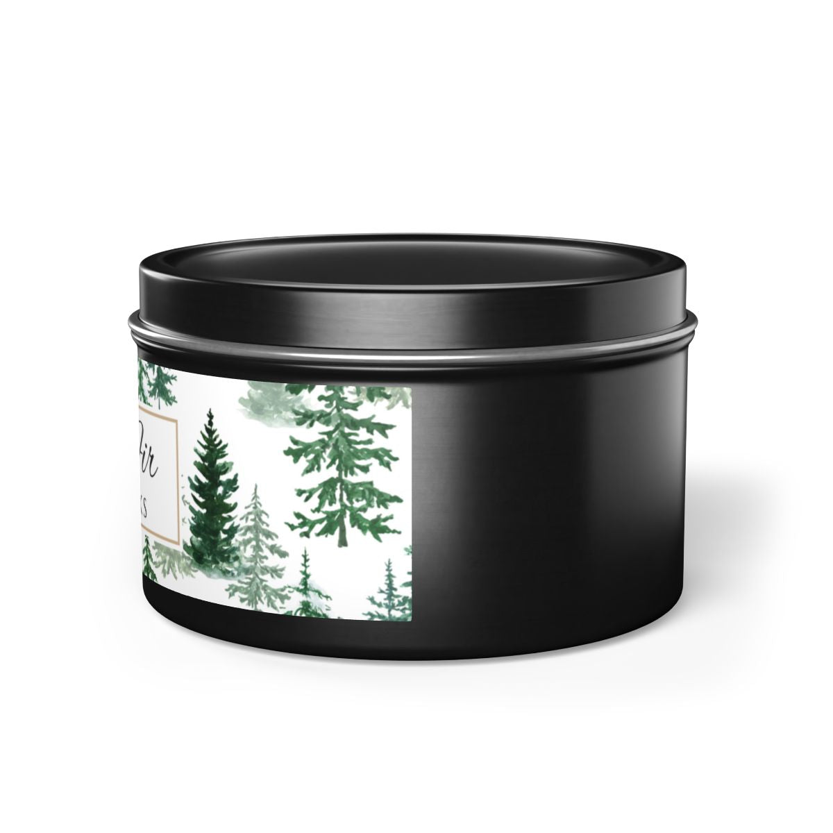 Fraser Fir Coconut Soy Wax Candle, 8 oz. Black Tin Jar with Lid - Christmas Candle, Holiday Decor, Winter Candle