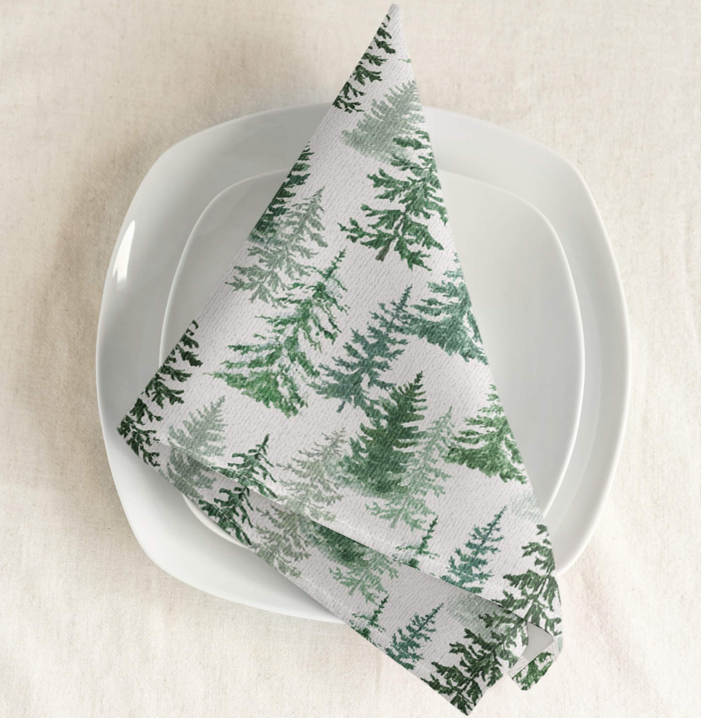 Fraser Fir 22" x 22" Cotton Twill Napkin - Christmas Cloth Napkins, Winter Home Decor, Holiday Entertaining, Priced per Napkin