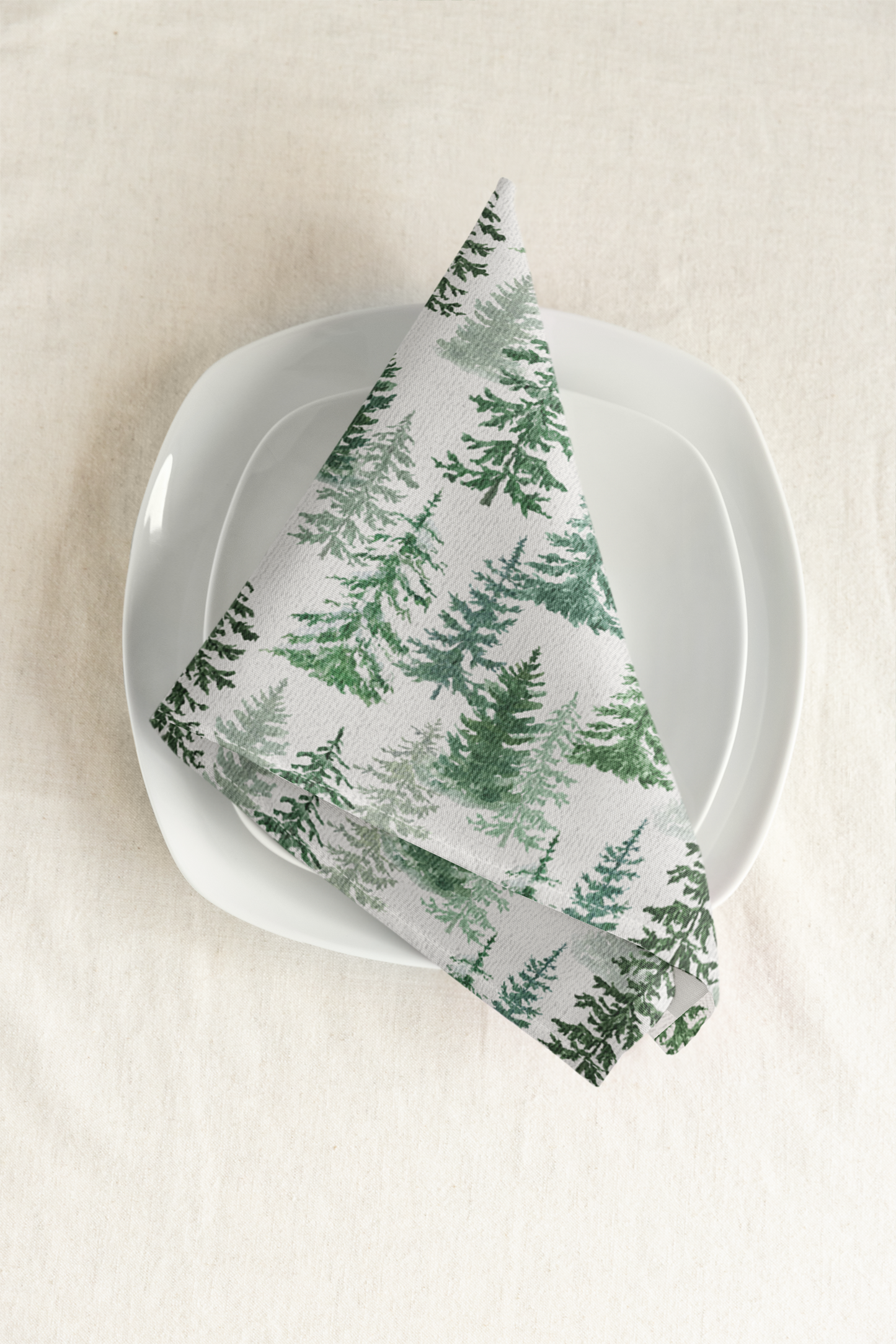 Fraser Fir 22" x 22" Cotton Twill Napkin - Christmas Cloth Napkins, Winter Home Decor, Holiday Entertaining, Priced per Napkin