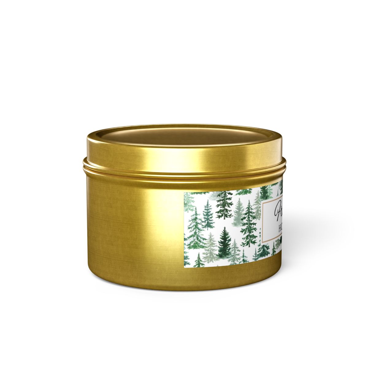 Fraser Fir Coconut Soy Wax Candle, 4 oz. Gold Tin Jar with Lid -Christmas Candle, Holiday Decor, Winter Candle