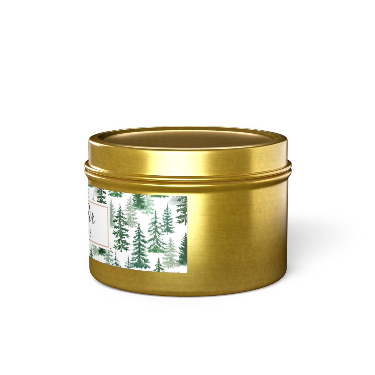 Fraser Fir Coconut Soy Wax Candle, 4 oz. Gold Tin Jar with Lid -Christmas Candle, Holiday Decor, Winter Candle