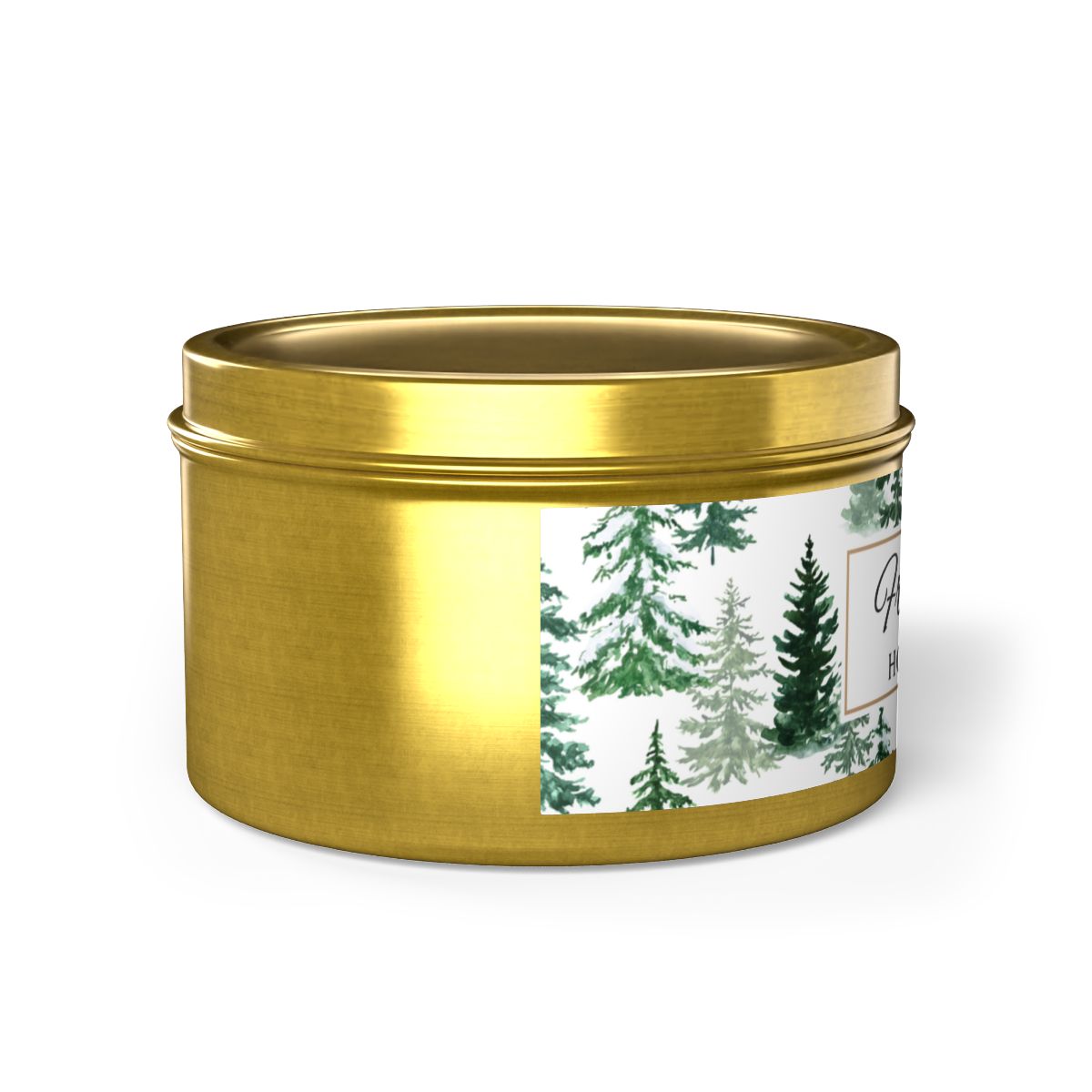 Fraser Fir Coconut Soy Wax Candle, 8 oz. Gold Tin Jar with Lid - Christmas Candle, Holiday Decor, Winter Candle