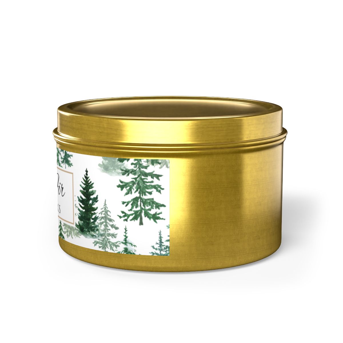 Fraser Fir Coconut Soy Wax Candle, 8 oz. Gold Tin Jar with Lid - Christmas Candle, Holiday Decor, Winter Candle