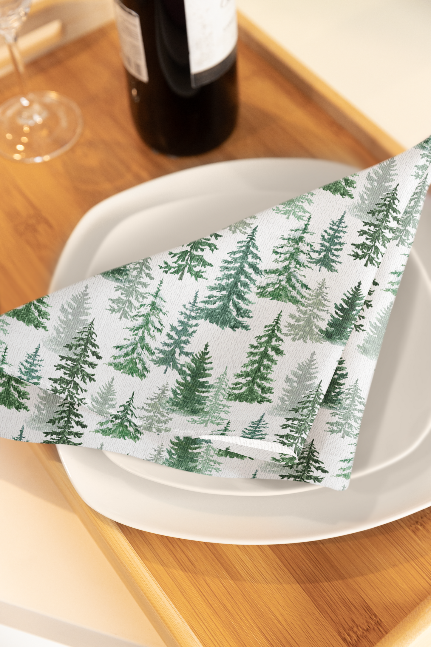 Fraser Fir 22" x 22" Cotton Twill Napkin - Christmas Cloth Napkins, Winter Home Decor, Holiday Entertaining, Priced per Napkin