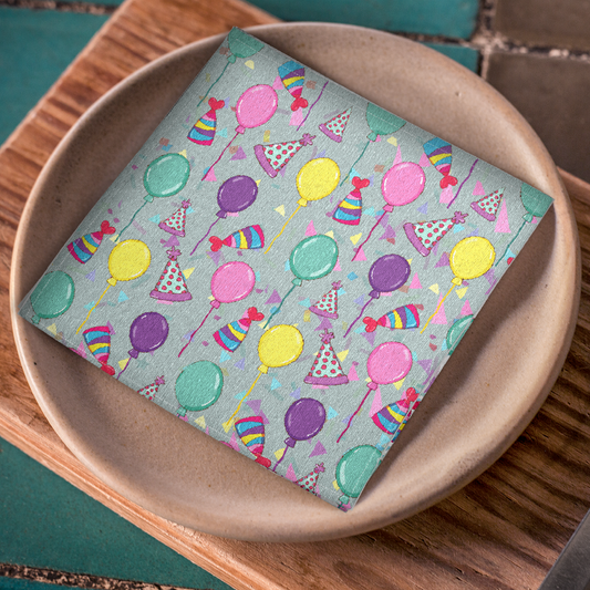 Happy Birthday Cotton Twill Cocktail Cloth Napkins 10" x 10" - Birthday Celebration Napkins, Party Drink Napkins, Birthday Party Reusable Appetizer Napkins, Cloth Finger Napkins - Priced per Napkin