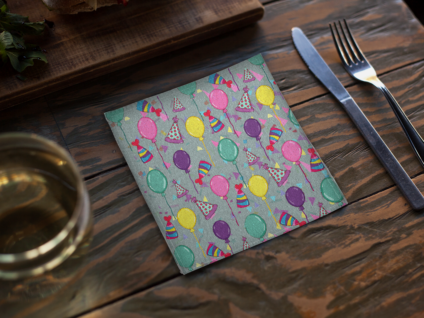 Happy Birthday Cotton Twill Cocktail Cloth Napkins 10" x 10" - Birthday Celebration Napkins, Party Drink Napkins, Birthday Party Reusable Appetizer Napkins, Cloth Finger Napkins - Priced per Napkin