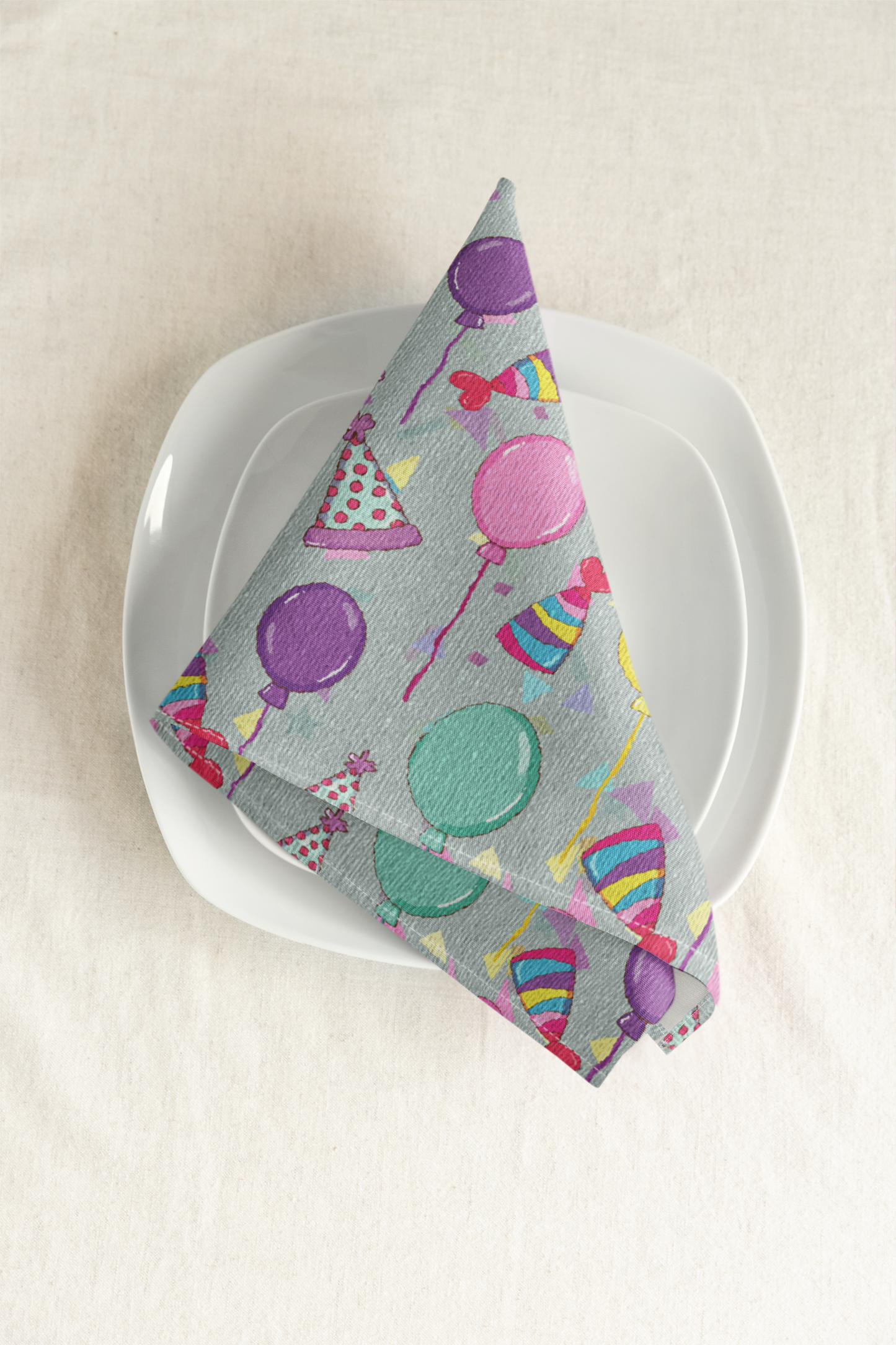 Happy Birthday Cotton Twill Dinner Napkins 22" x 22" - Birthday Celebration Cloth Napkins, Birthday Party Napkins, Birthday Party Reusable Cloth Napkins, 100% Cotton Birthday Napkins - Priced per Napkin