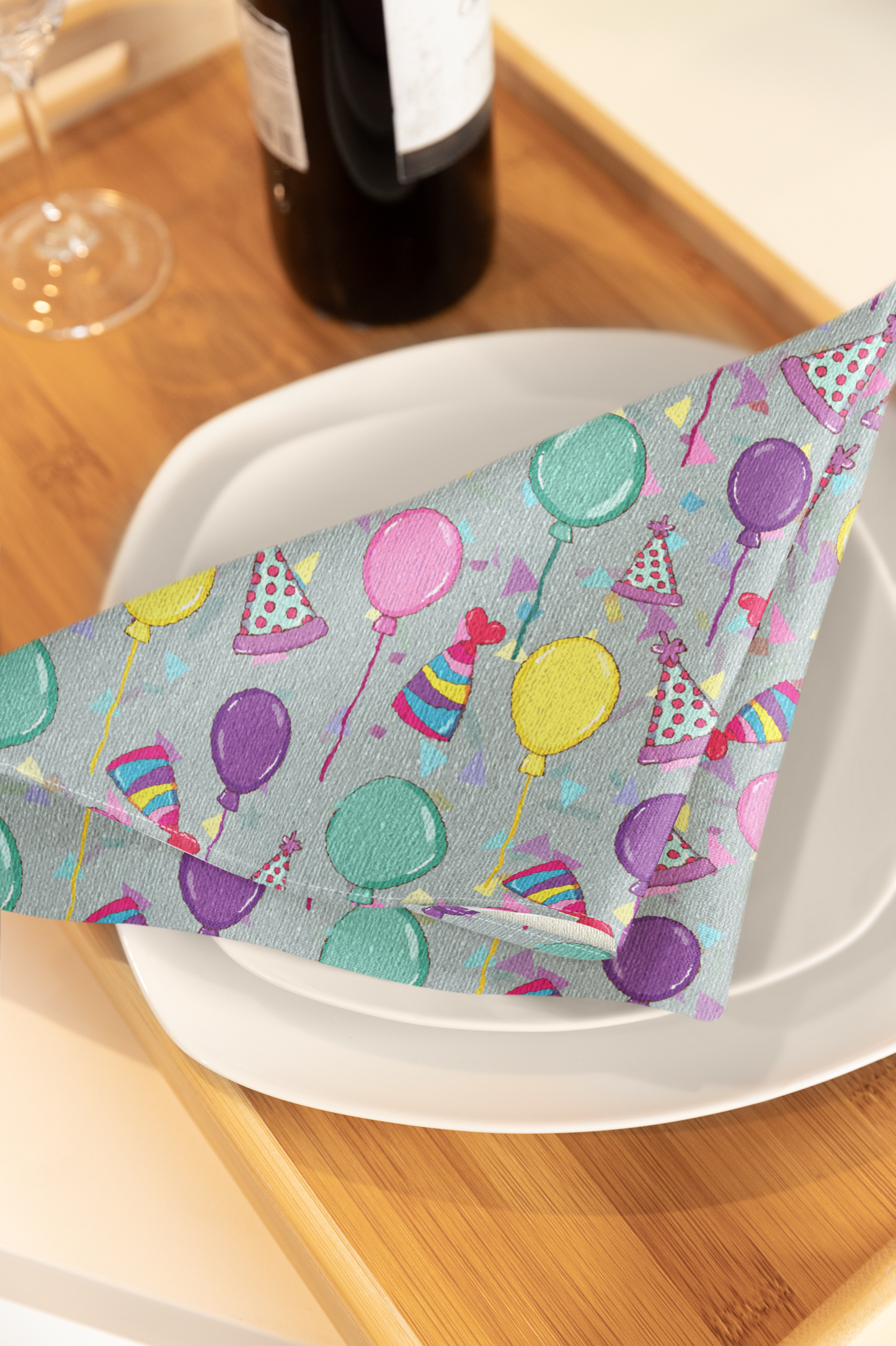 Happy Birthday Cotton Twill Dinner Napkins 22" x 22" - Birthday Celebration Cloth Napkins, Birthday Party Napkins, Birthday Party Reusable Cloth Napkins, 100% Cotton Birthday Napkins - Priced per Napkin