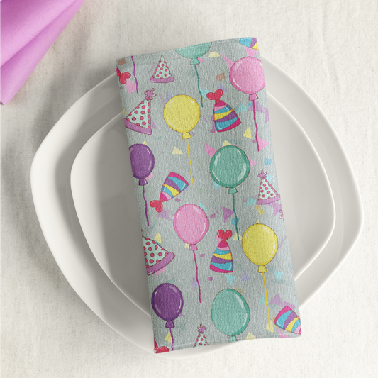 Happy Birthday Cotton Twill Dinner Napkins 22" x 22" - Birthday Celebration Cloth Napkins, Birthday Party Napkins, Birthday Party Reusable Cloth Napkins, 100% Cotton Birthday Napkins - Priced per Napkin