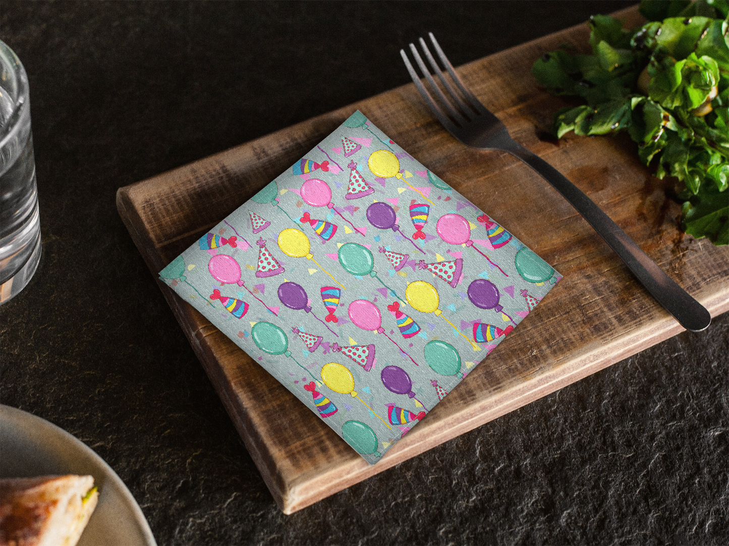 Happy Birthday Cotton Twill Cocktail Cloth Napkins 10" x 10" - Birthday Celebration Napkins, Party Drink Napkins, Birthday Party Reusable Appetizer Napkins, Cloth Finger Napkins - Priced per Napkin