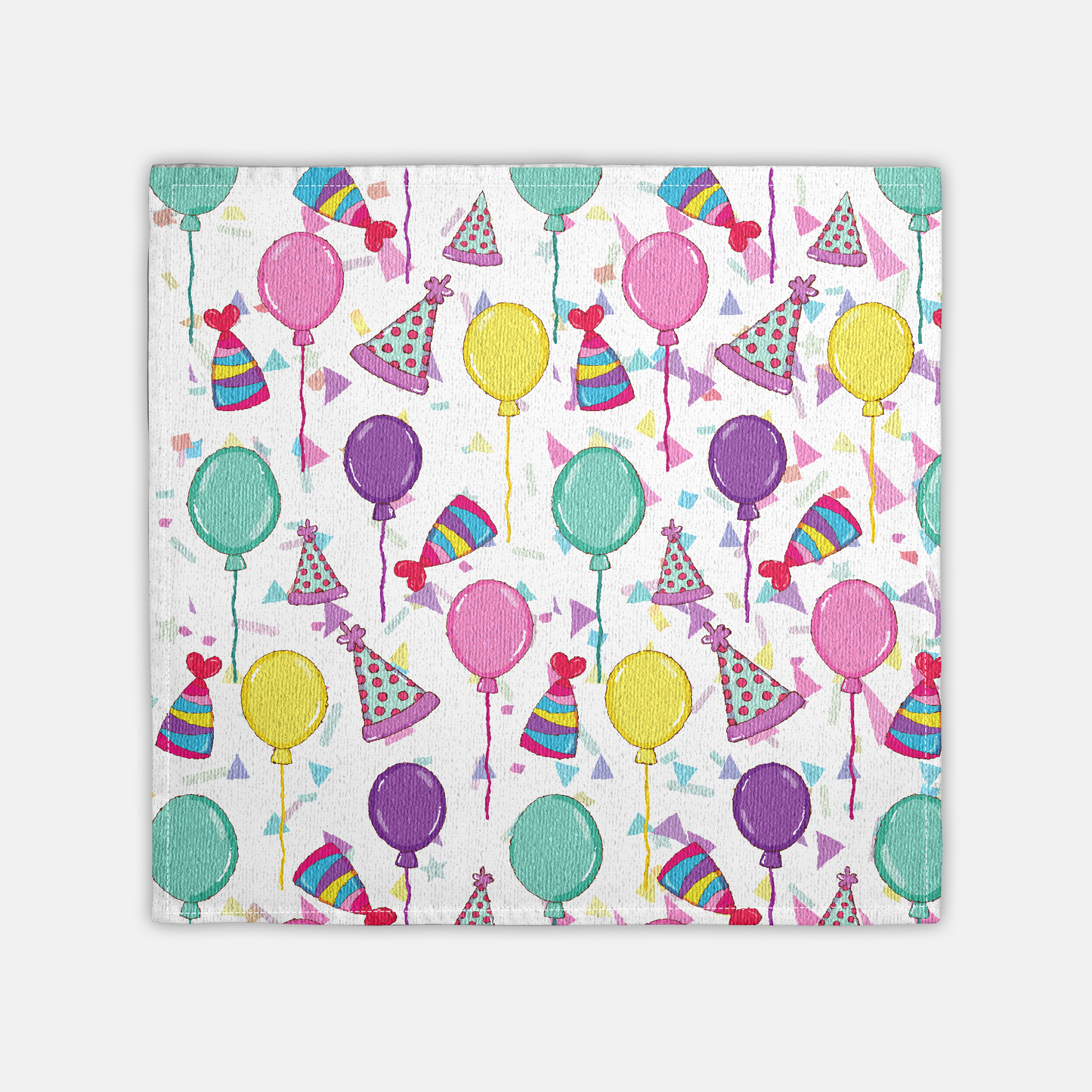 Happy Birthday Cotton Twill Cocktail Cloth Napkins on White 10" x 10" - Birthday Celebration Napkins, Party Drink Napkins, Birthday Party Reusable Appetizer Napkins, Cloth Finger Napkins - Priced per Napkin