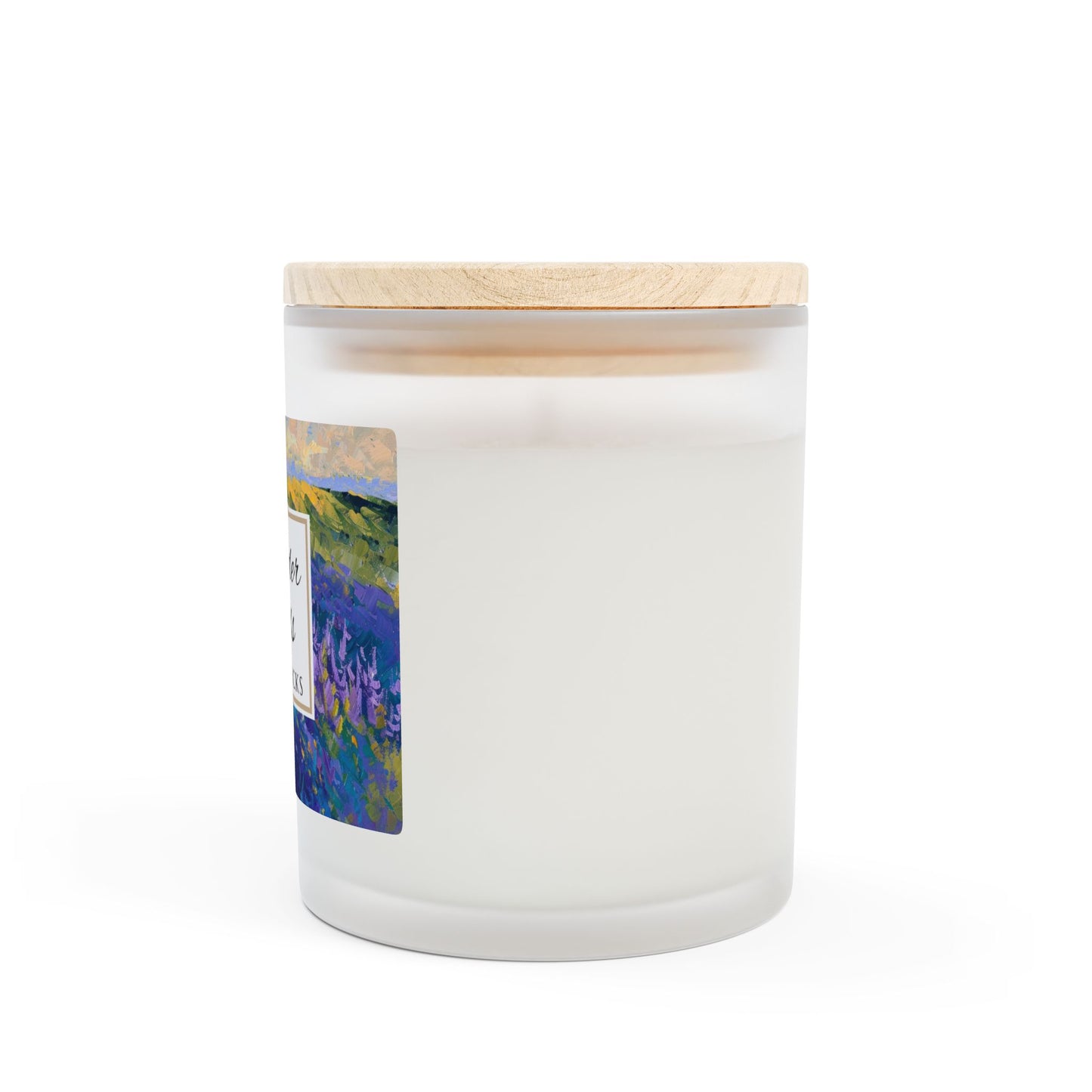 White candle with wooden lid on a white background