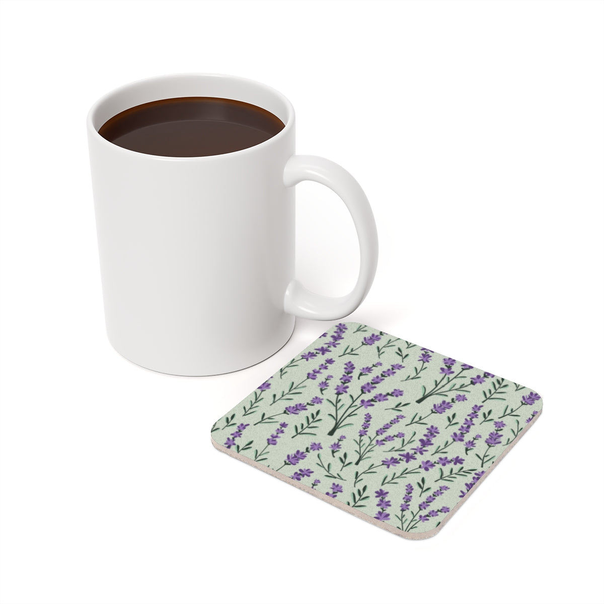 Lavender Sage - Square Hardboard Coaster, Cork Backed - 3.75"x 3.75" - Perfect for Home Decor & Gifts - Priced per coaster