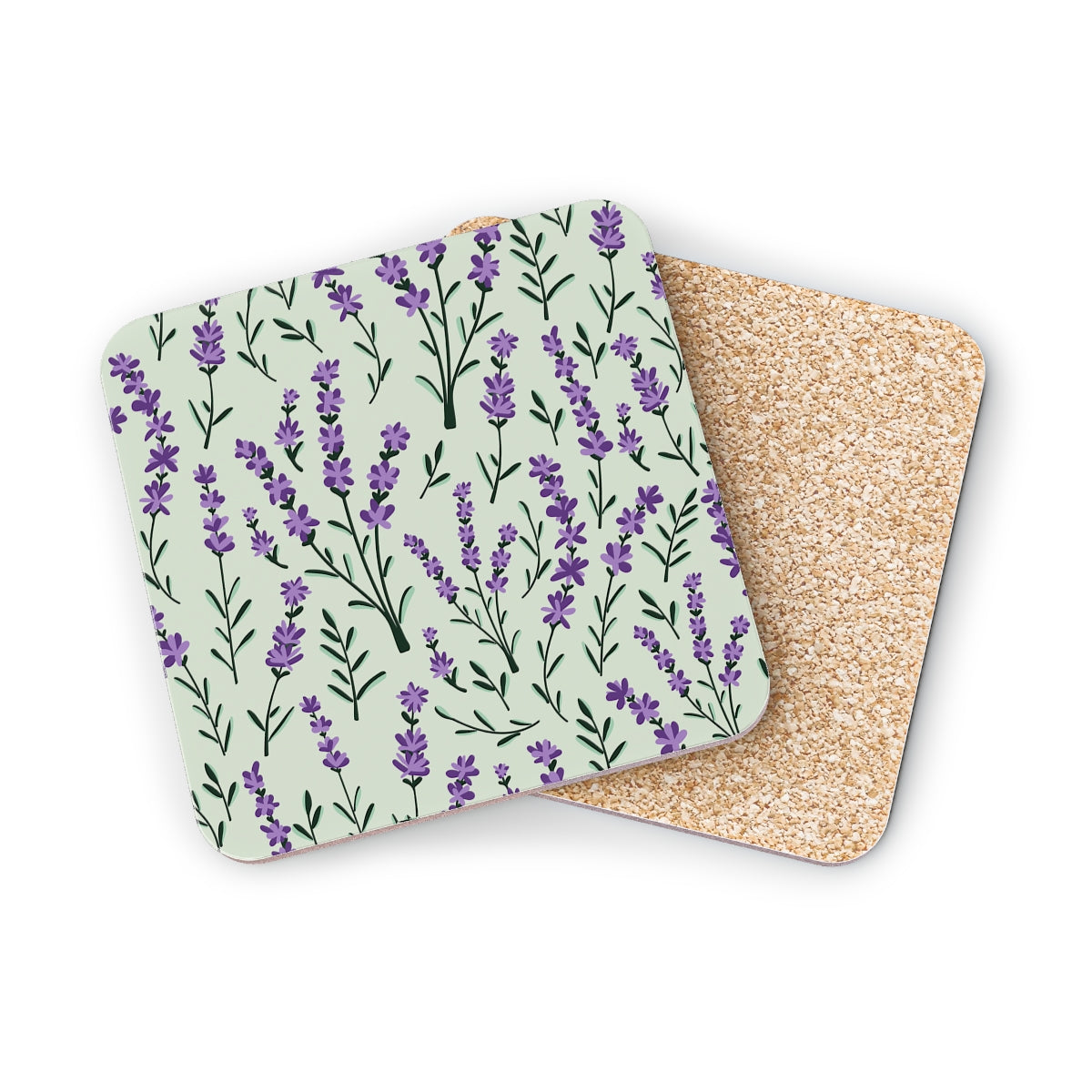 Lavender Sage - Square Hardboard Coaster, Cork Backed - 3.75"x 3.75" - Perfect for Home Decor & Gifts - Priced per coaster
