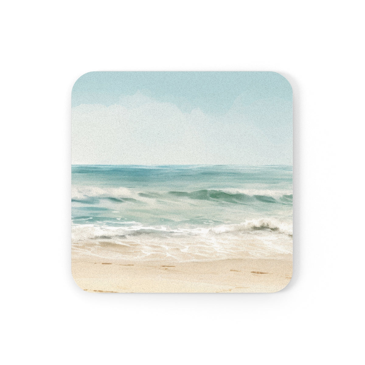 Ocean Breeze - Square Hardboard Coaster, Cork Backed - 3.75" x 3.75" - Perfect for Coastal Decor and Gifts - Priced per coaster